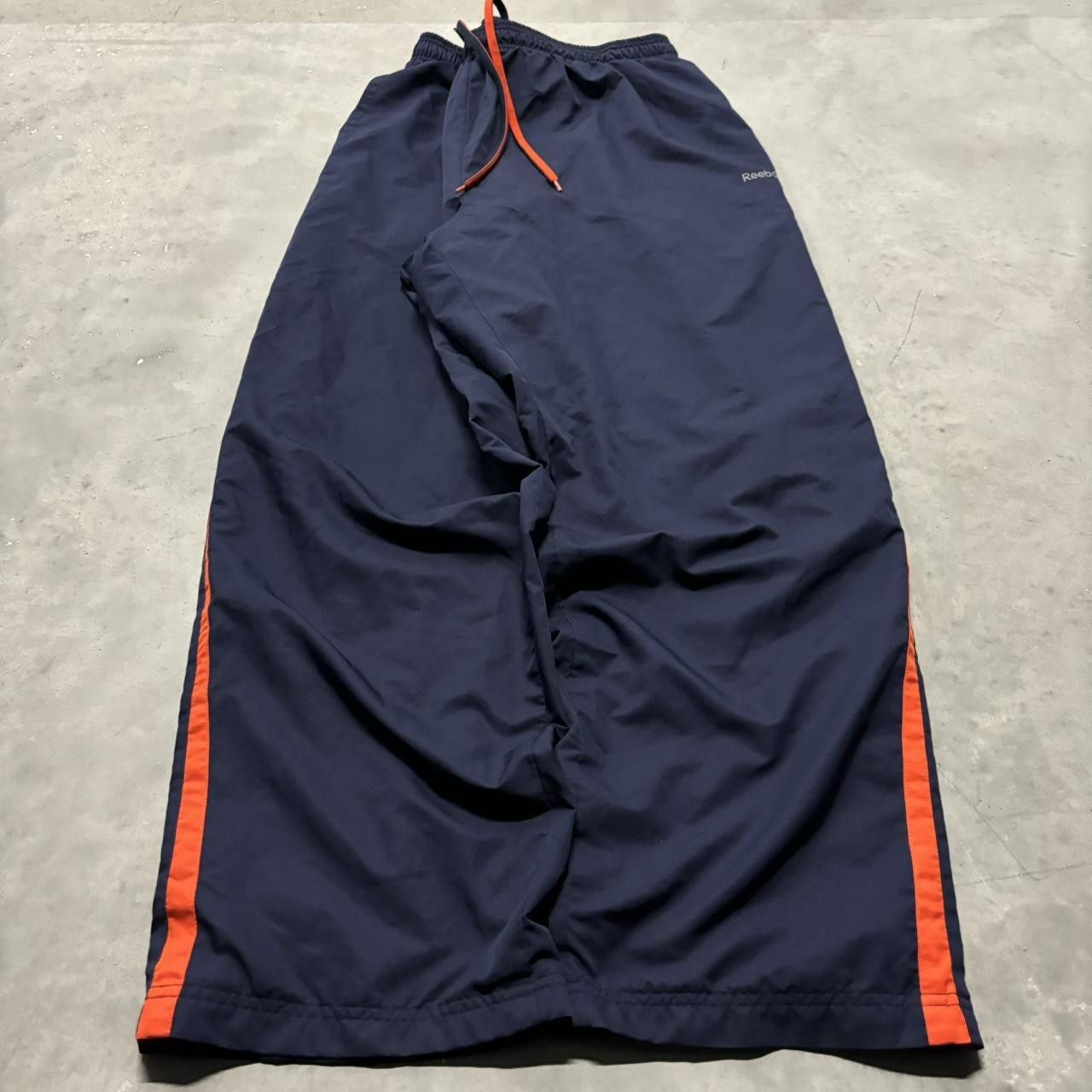 Japanese Brand × Vintage Crazy Vintage Y2K/2000s Baggy Navy Blue Orange Drill Skater Essential Track Pants! Size US 36 / EU 52 - 2 Thumbnail