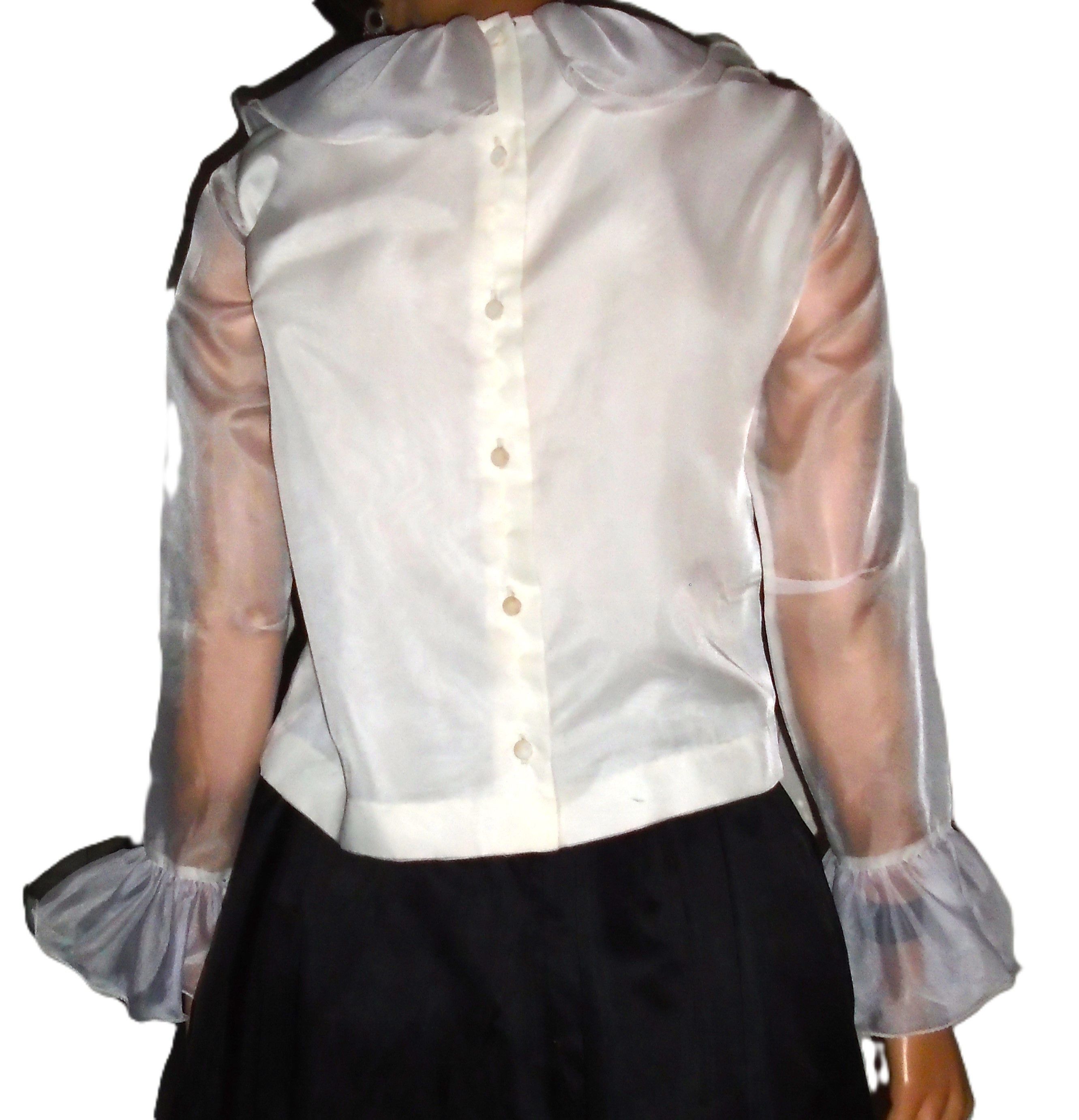 Vintage Vintage Camilla 60s White Ruffled Chiffon Blouse M Size M / US 6-8 / IT 42-44 - 5 Thumbnail