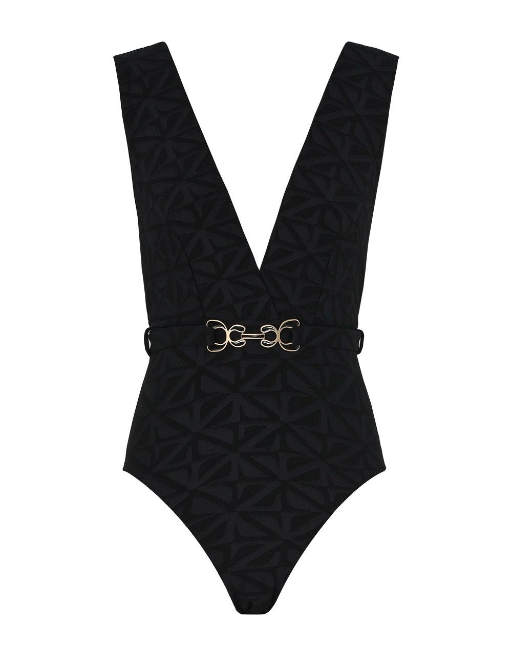 Zimmermann oc11z0226 Maxine Textured Plunge Swimwear in Black Size L / US 10 / IT 46 - 1 Thumbnail
