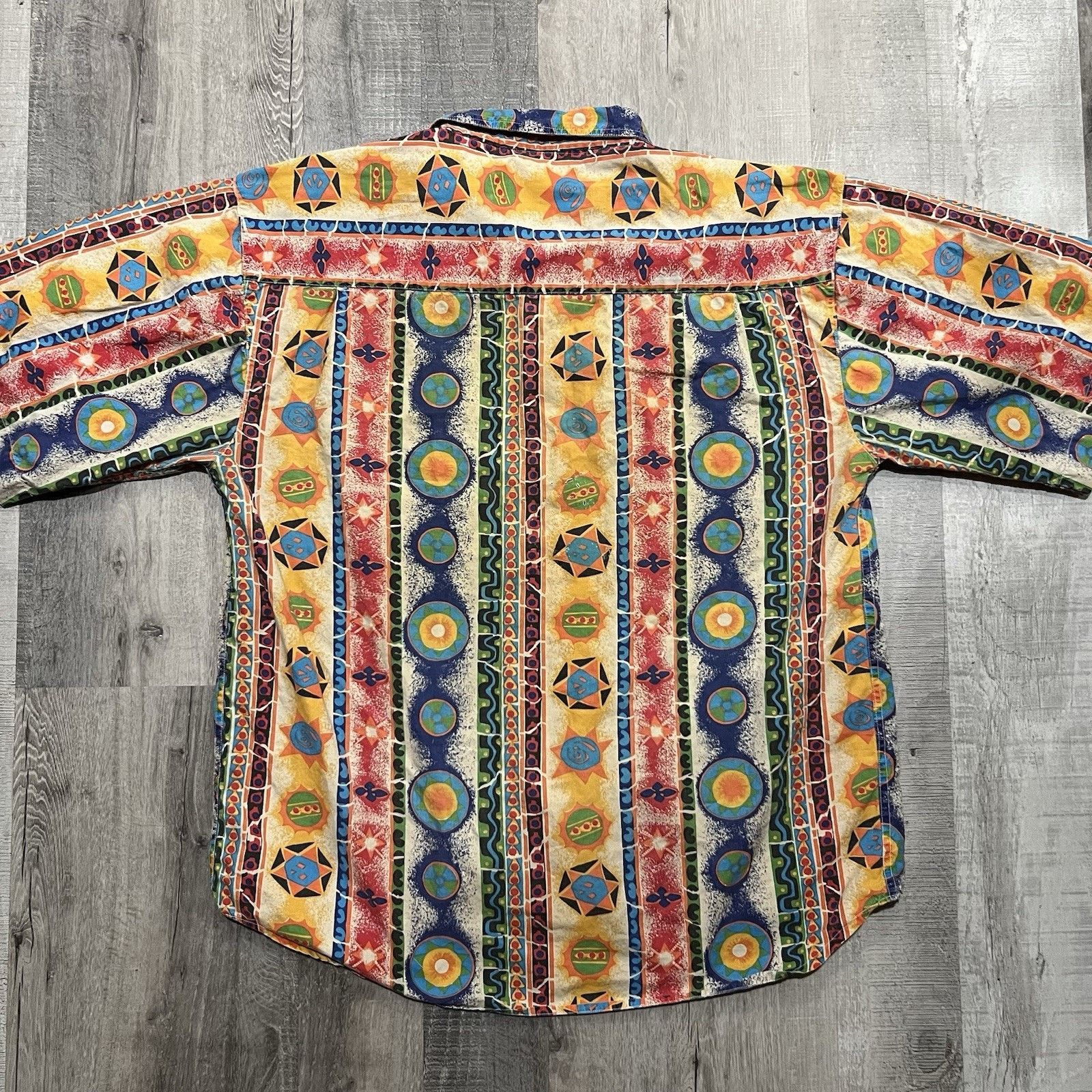 Vintage VTG Pier Connection Astrological Striped Boho Surf Button Up Size US XL / EU 56 / 4 - 3 Thumbnail