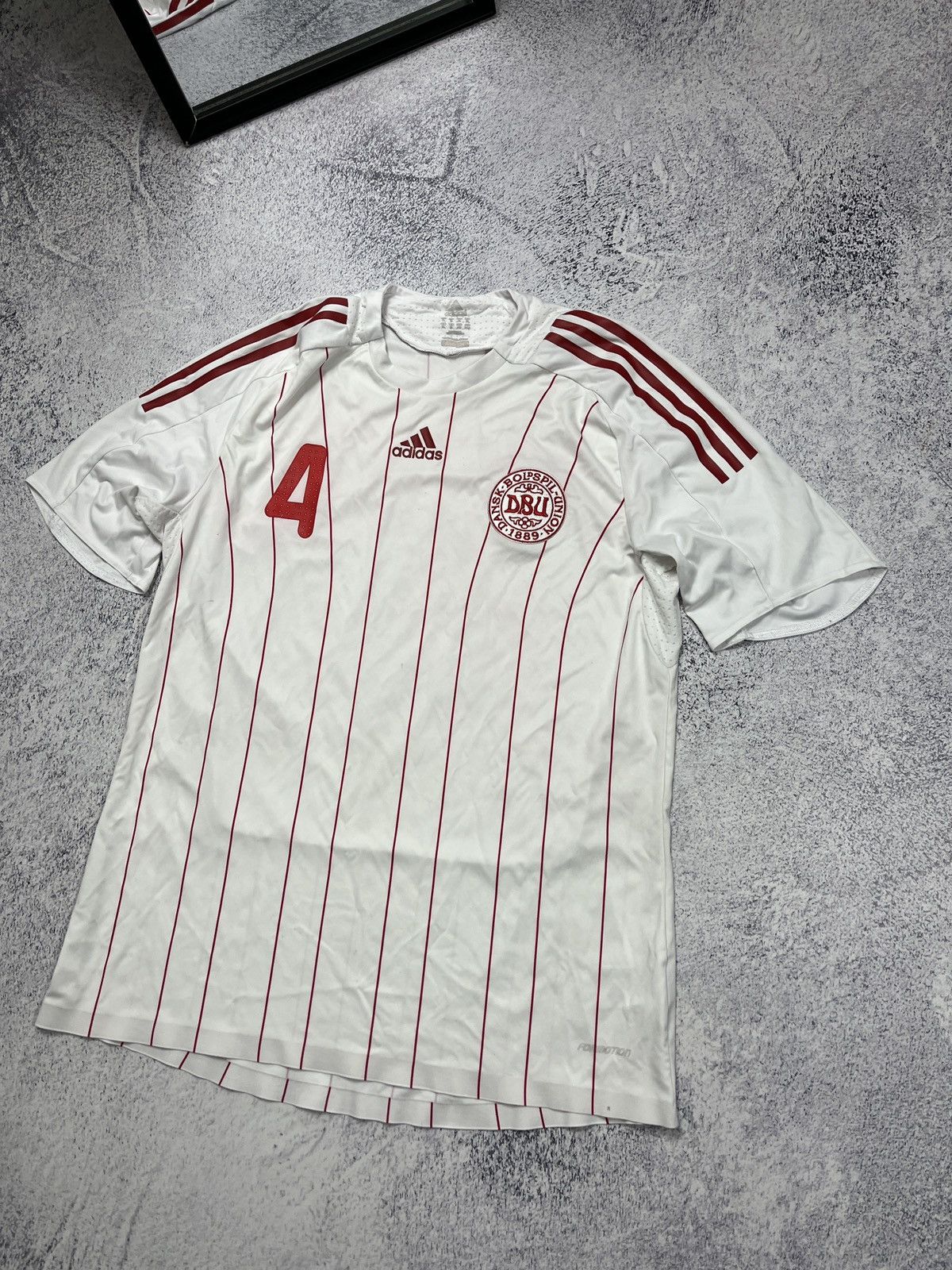 Adidas × Vintage Adidas Denmark 2008 #4 Agger Away Soccer Jersey Football Size US XL / EU 56 / 4 - 3 Thumbnail