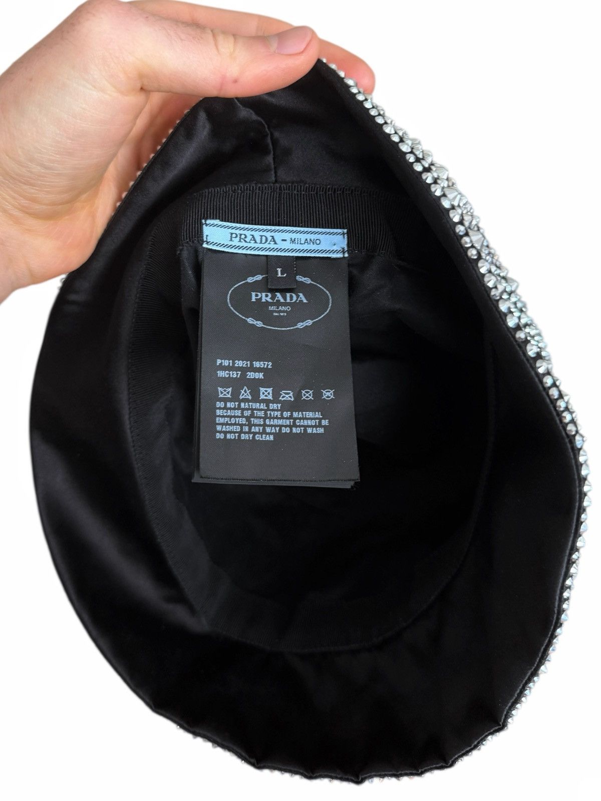 Prada $2,650 FIRE Crystal Stud Silk Bucket Hat Size ONE SIZE - 9 Thumbnail