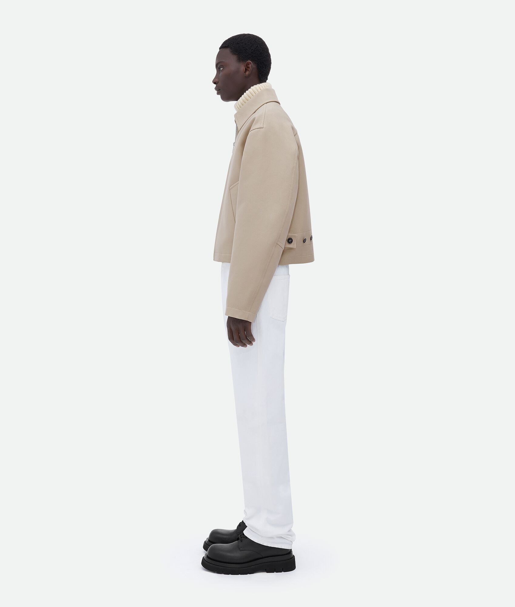 Bottega Veneta o1n1vont1224 Bonded Wool and Cotton Jacket in Beige Size US S / EU 44-46 / 1 - 2 Thumbnail