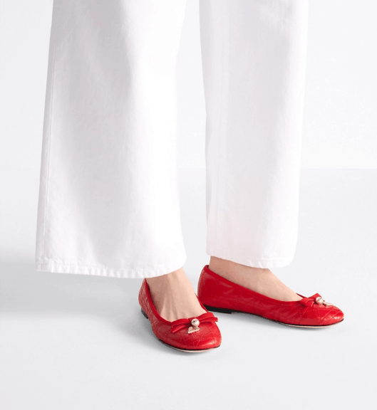 Dior o1w1db10126 KCB918 Ballet Flats in Red Size US 8 / IT 38 - 5 Thumbnail
