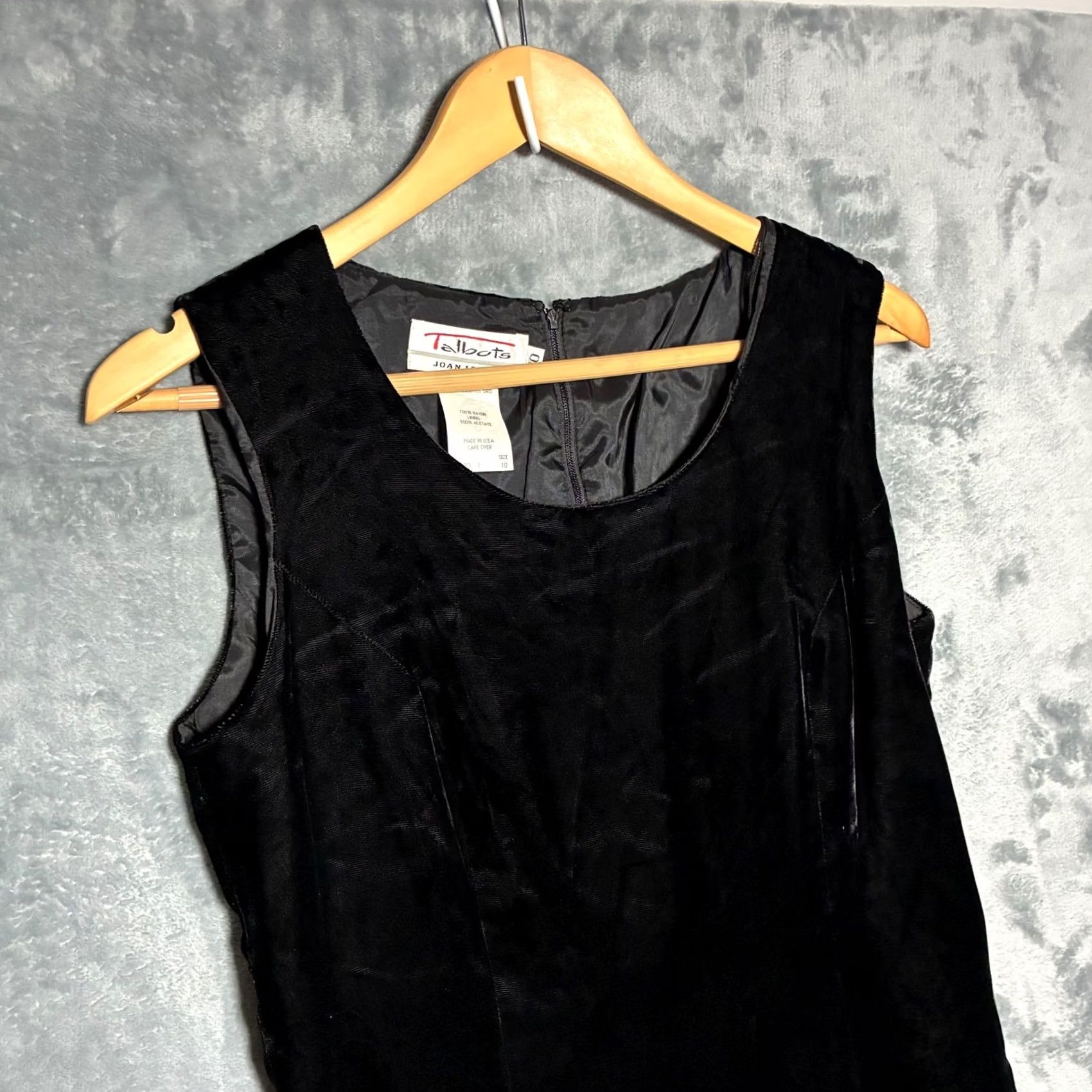 Talbots VTG Talbots Joan Leslie Black Velvet Sleeveless Sheath Dress Size 10 USA Size L / US 10 / IT 46 - 3 Thumbnail