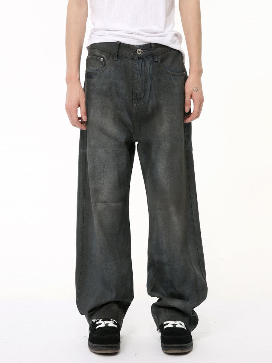 Vintage American-Style Distressed Retro Coated & Washed Denim Jeans Size US 32 / EU 48 - 1 Thumbnail
