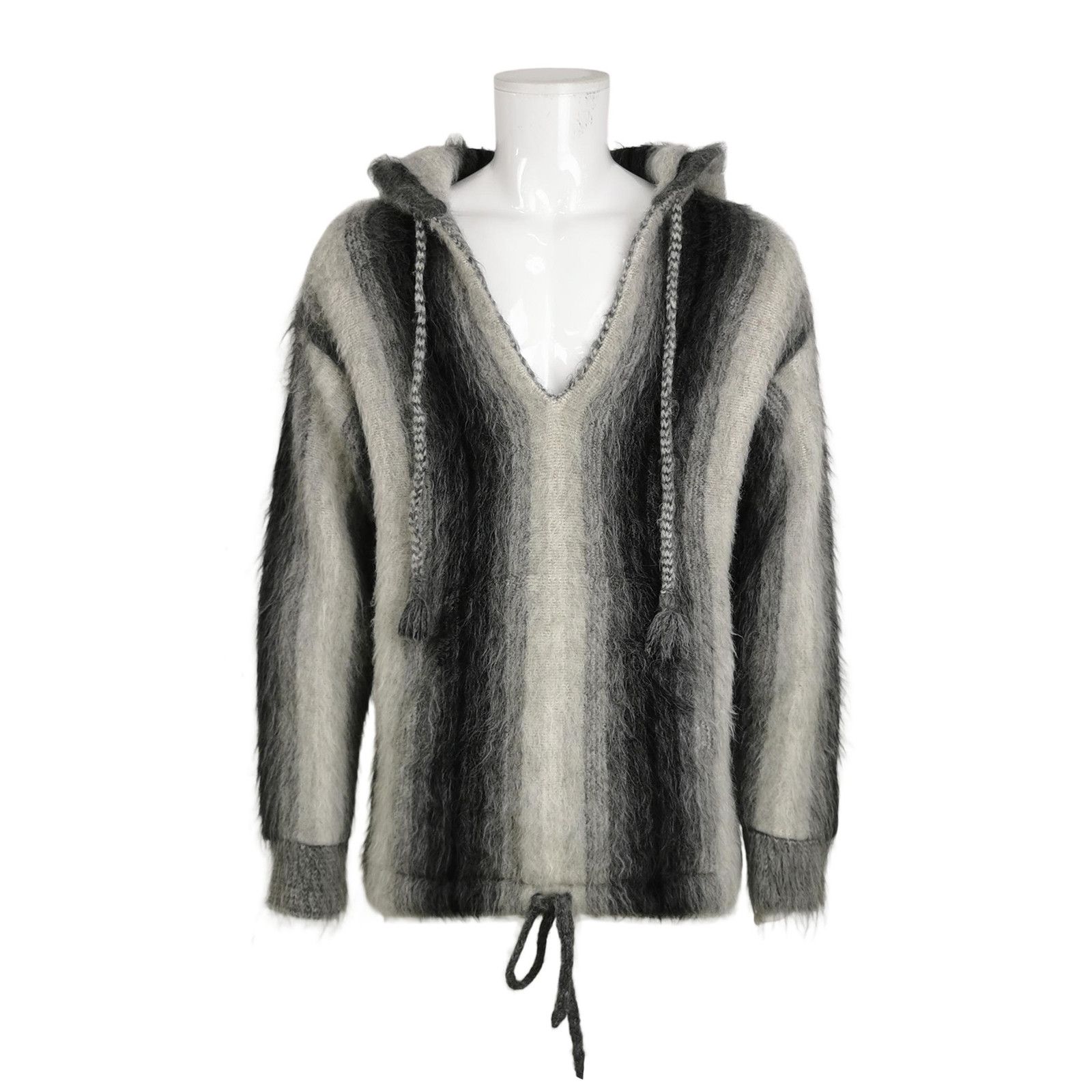 Celine Striped Fuzzy Hooded Sweater Size US M / EU 48-50 / 2 - 1 Thumbnail