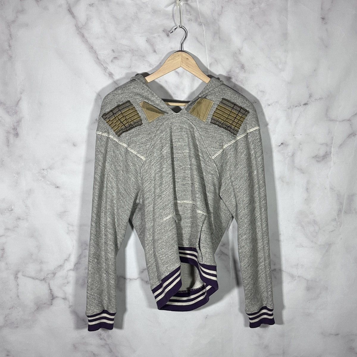 image of Kapital Wide Patch Hoodie in Grey, Men's (Size Small)