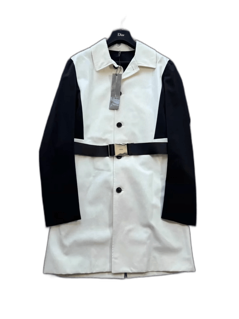 Dior Black and White Belted Trench Coat-yf