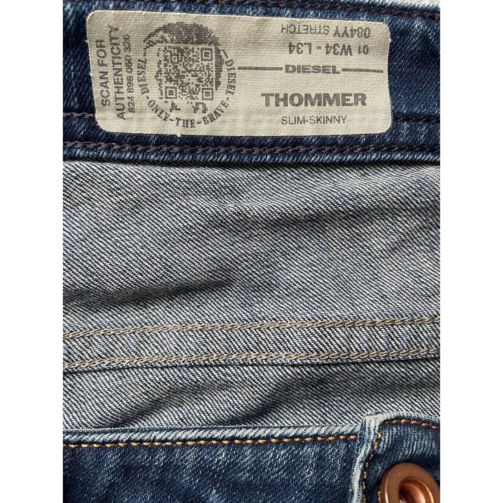 Diesel × Vintage Vintage Diesel Thommer Jeans Blue Slim-Skinny Distressed Size US 34 / EU 50 - 6 Thumbnail