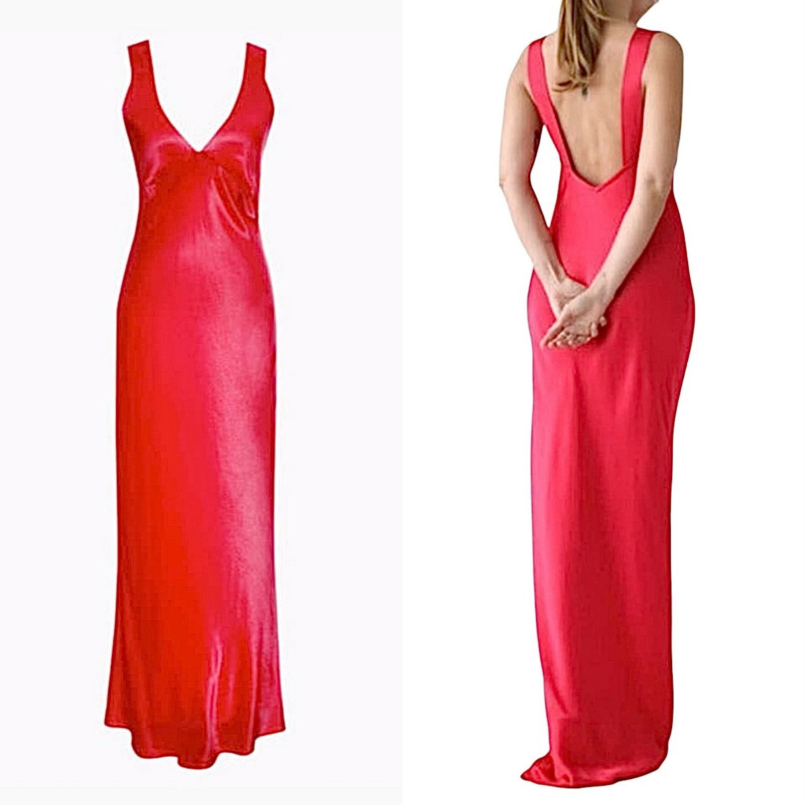 Other Rumored Sunset Strip Maxi Slip Dress LARGE Red Film Noir NWT Size L / US 10 / IT 46 - 2 Thumbnail