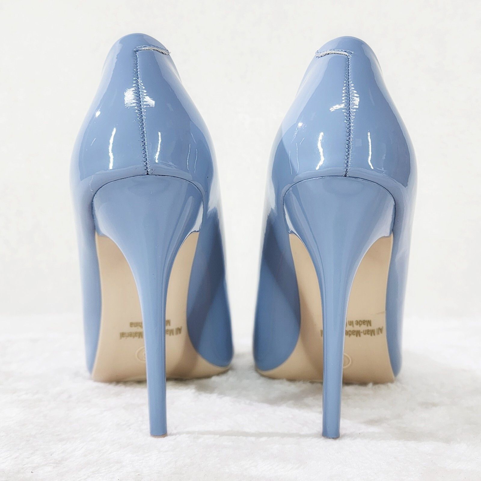 Other Fabio Glossy Dusty Blue Patent High Heel Shoes Pointy Toe Pu Size US 7.5 / IT 37.5 - 4 Thumbnail