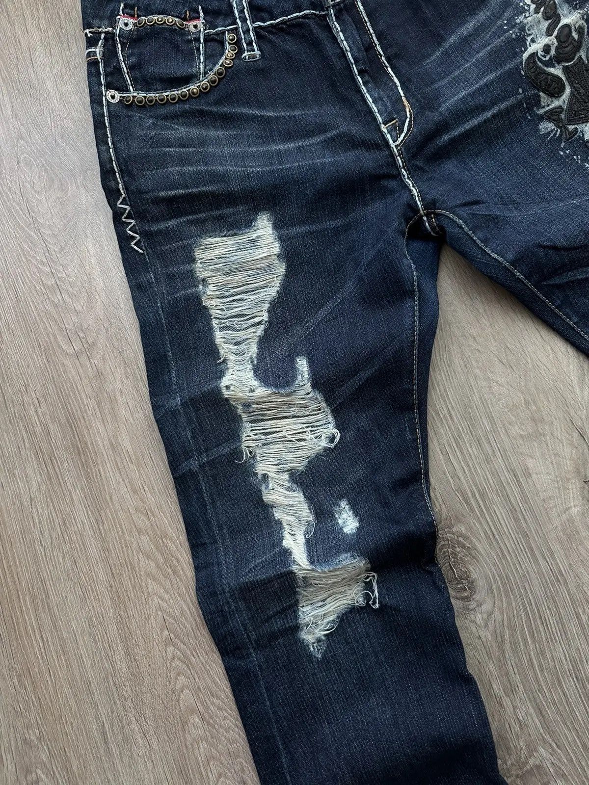Christian Audigier × Ed Hardy × Vintage Vintage Ed Hardy Christian Audigier Denim Pants Size US 29 - 11 Thumbnail