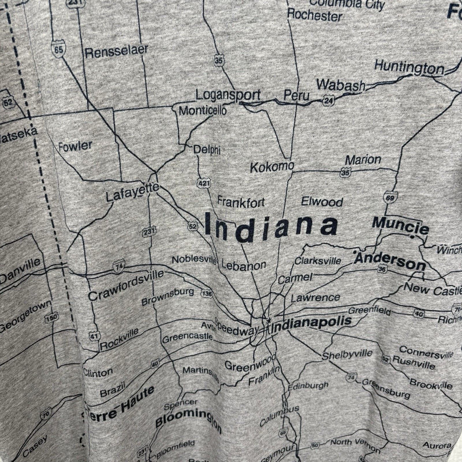 Other Vintage 90’s Grey Indiana State Road Map Tee Shirt Medium Size US M / EU 48-50 / 2 - 8 Thumbnail