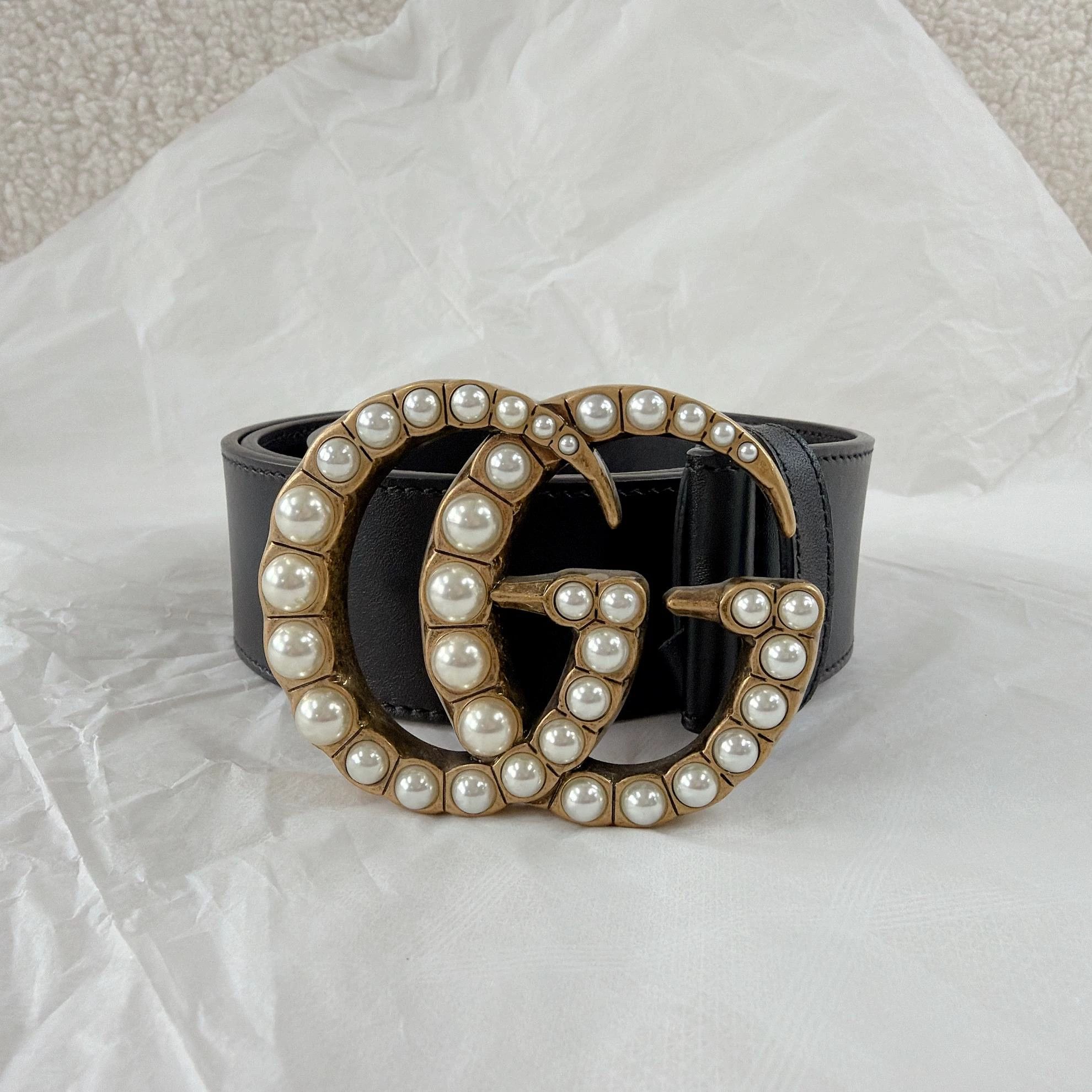 Gucci Gucci Double G Pearl Buckle Belt Size ONE SIZE - 1 Thumbnail