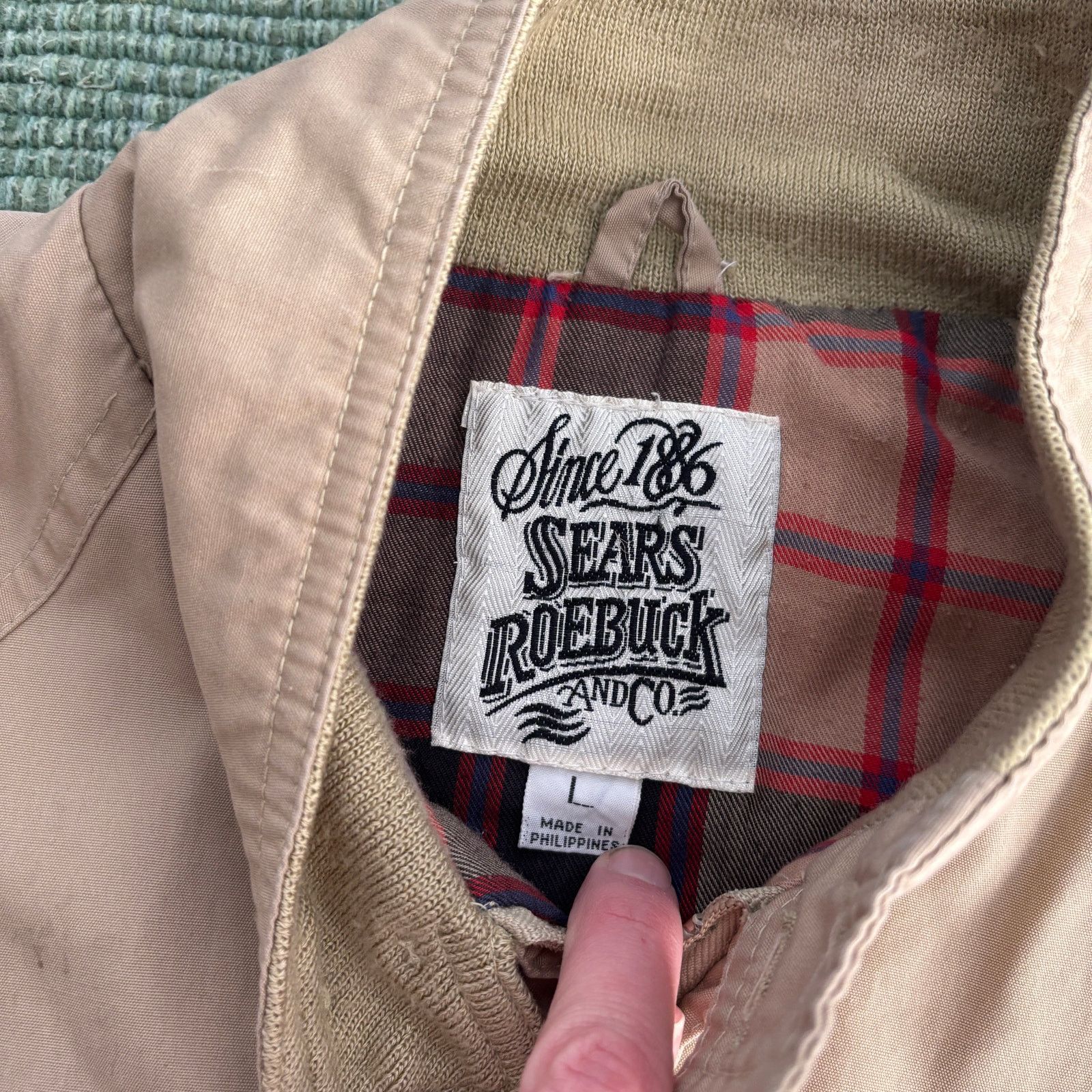 Sears Vintage Sears & Roebuck tan flannel lined bomber jacket Size US L / EU 52-54 / 3 - 5 Thumbnail