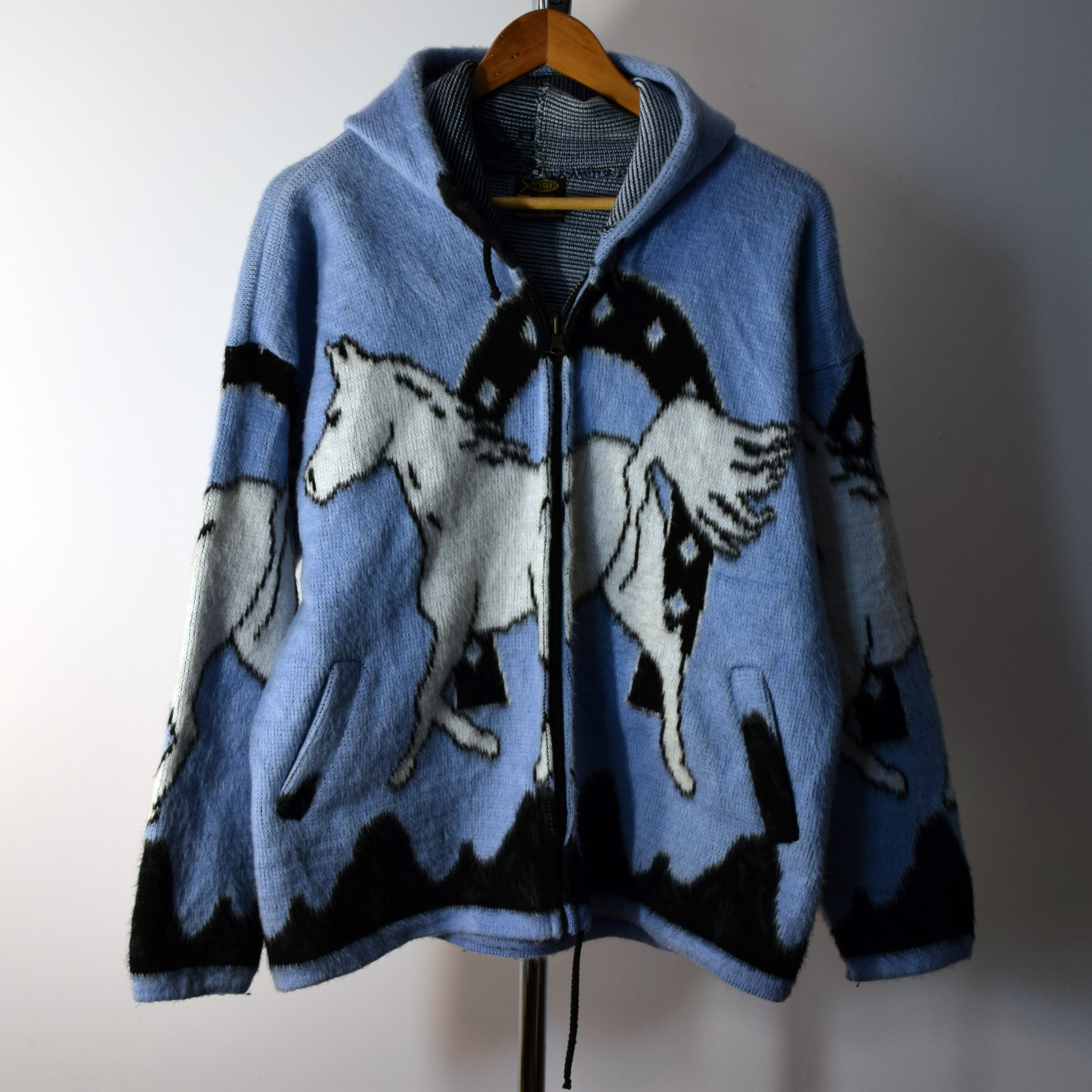 Image of Vintage 90's Wild Horses All-Over Print Fleece Jacket, Men's (Size Large)