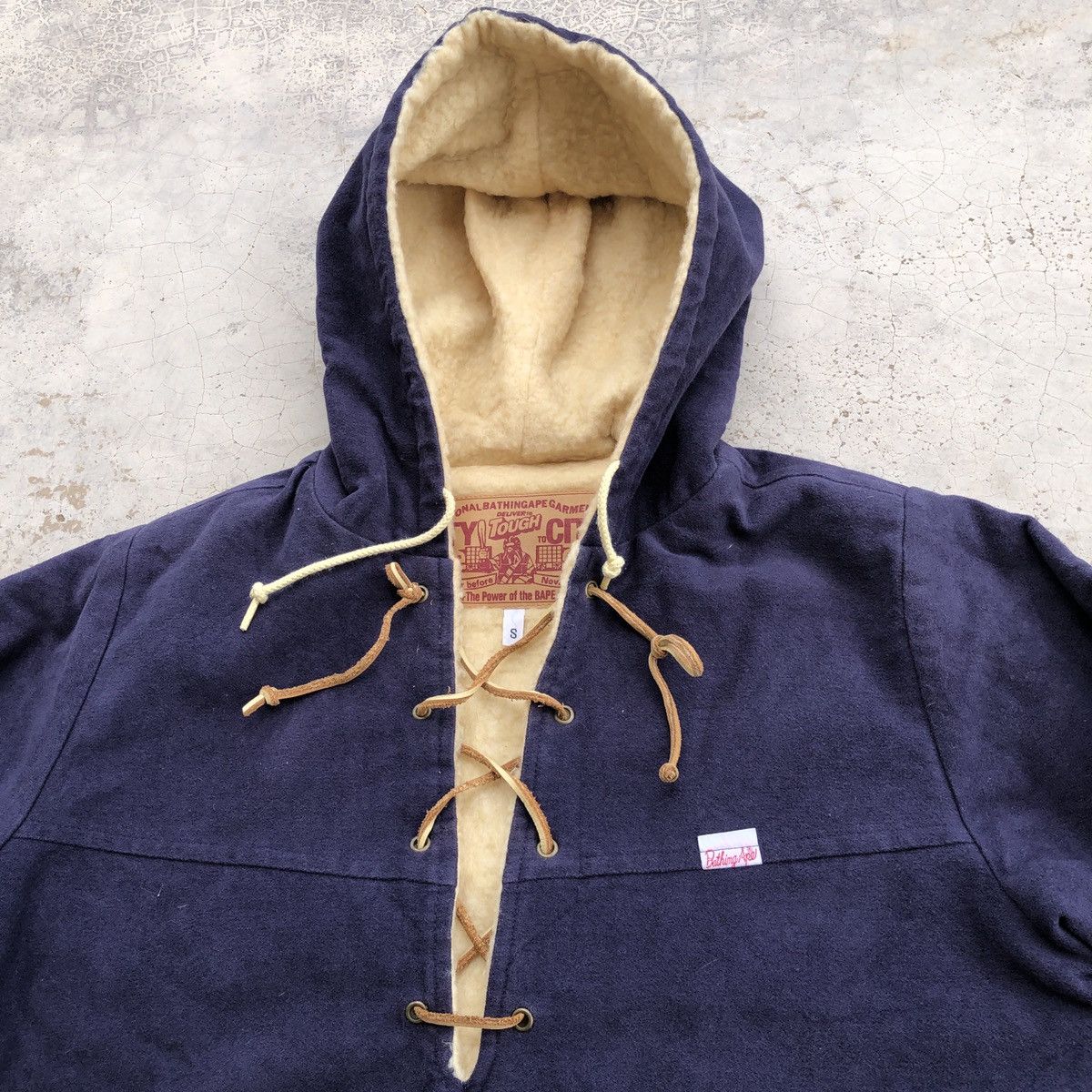 Bape RARE OG A Bathing Ape Lace Up Pullover Sherpa Lined Hoodie Size US S / EU 44-46 / 1 - 2 Thumbnail