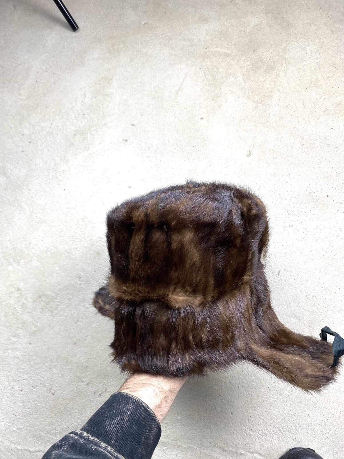 Vintage Vintage Soviet Era Black Fur Ushanka Trapper Hat Winter Cap Size ONE SIZE - 9 Thumbnail