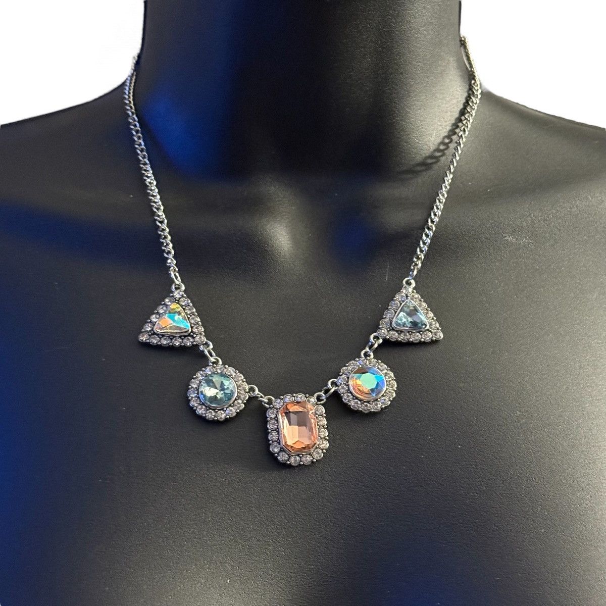 Other Silver geometric multicolor iridescent gemstone necklace Size ONE SIZE - 1 Thumbnail