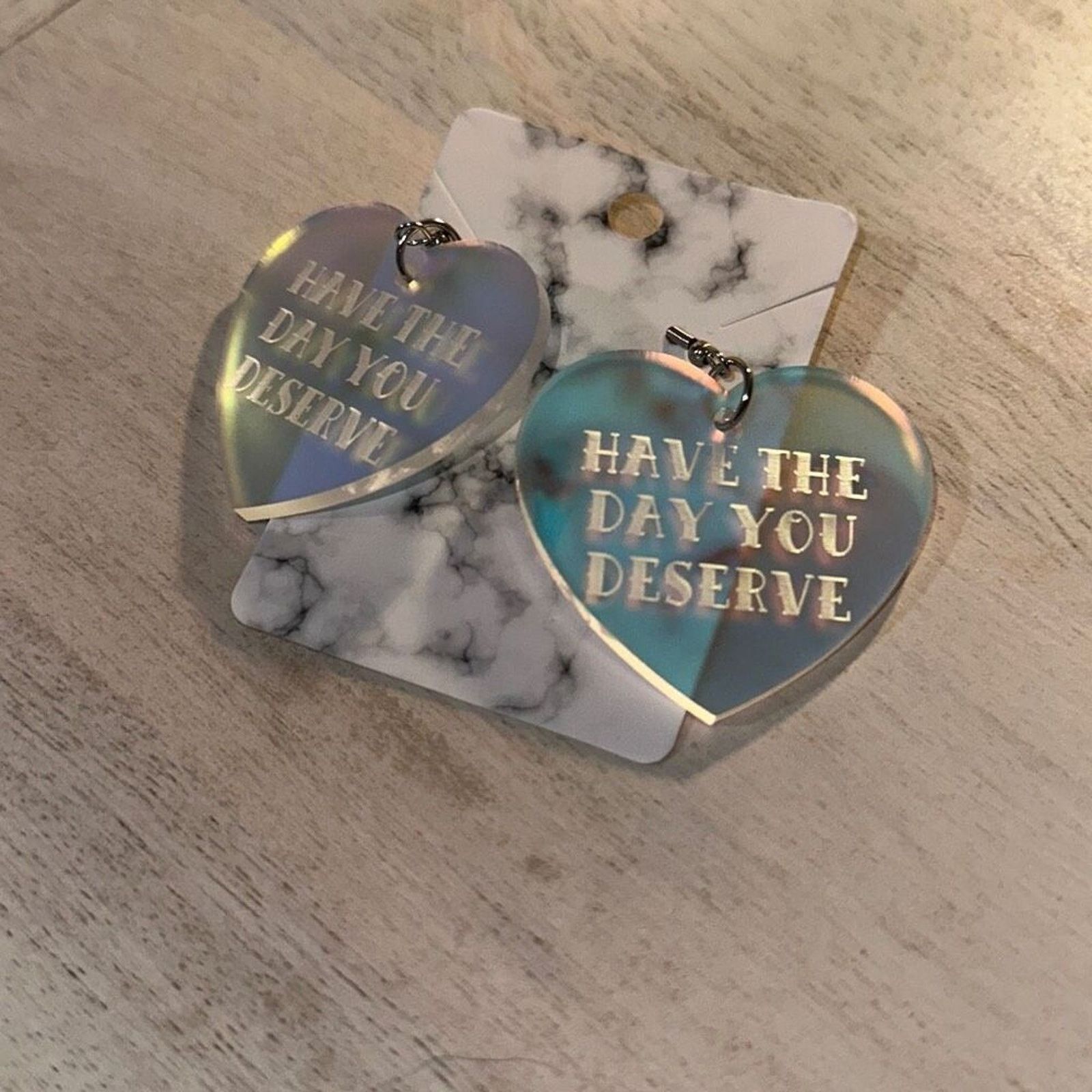 Other Have the Day You Deserve Holographic Heart Earrings | Sz OS Size ONE SIZE - 3 Thumbnail