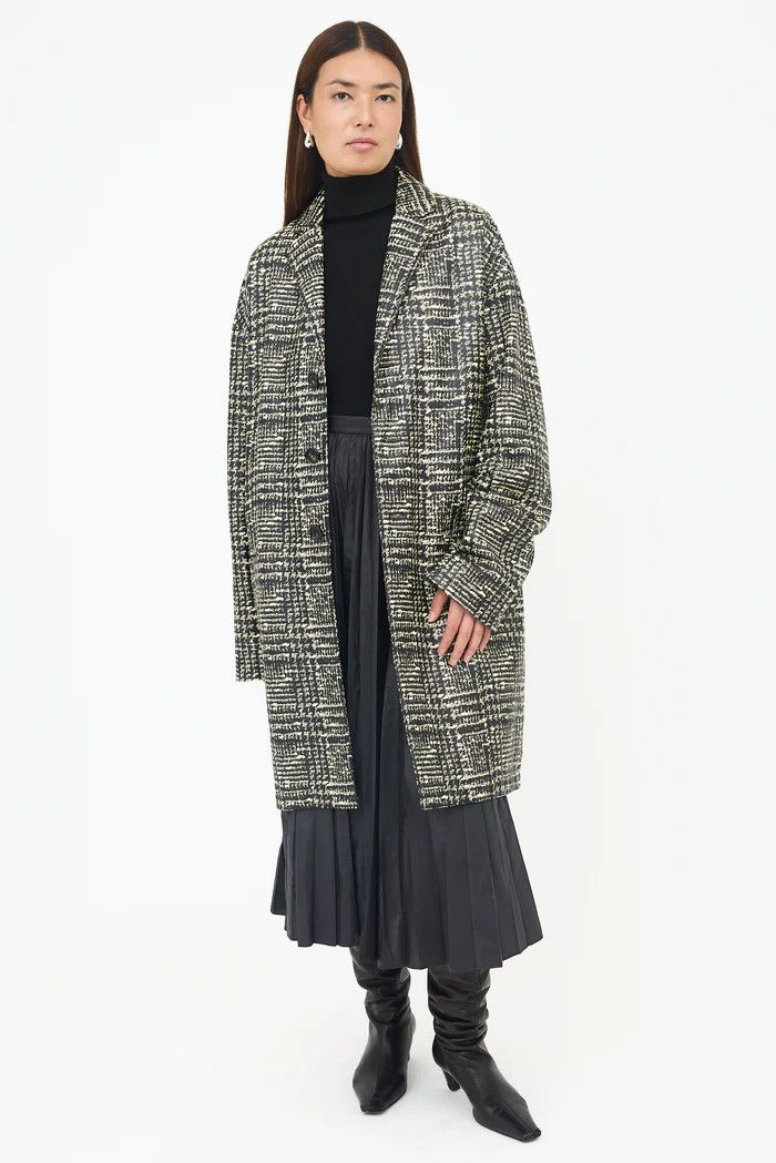 Bottega Veneta Printed Leather Prince of Wales Coat Size M / US 6-8 / IT 42-44 - 3 Thumbnail