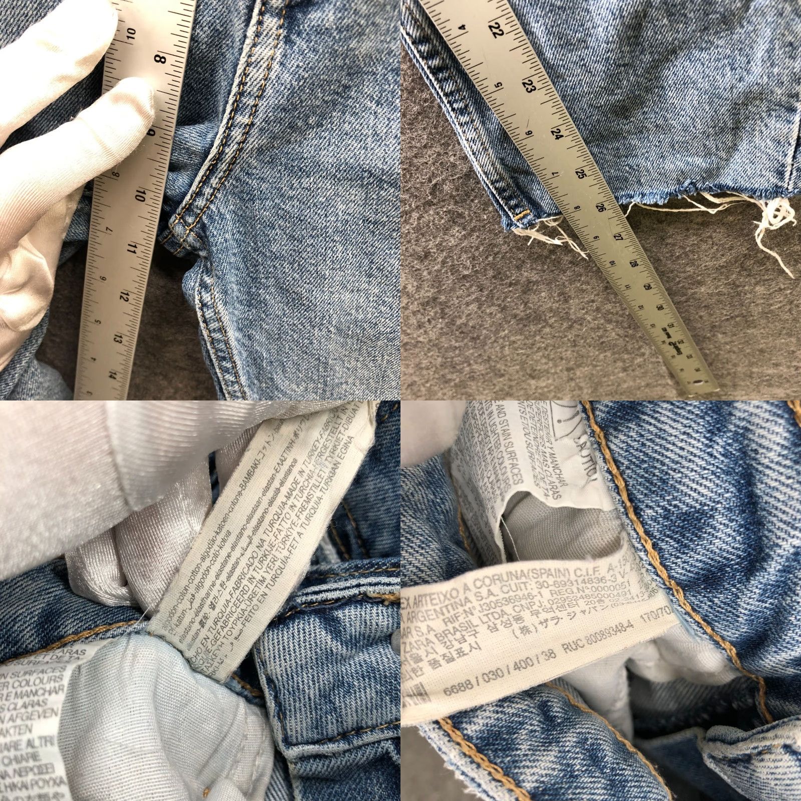 Zara Zara High Rise Slim Fit Ankle Jean Womens 6 Blue Light Wash Stretch Frayed Size 28" / US 6 / IT 42 - 8 Thumbnail