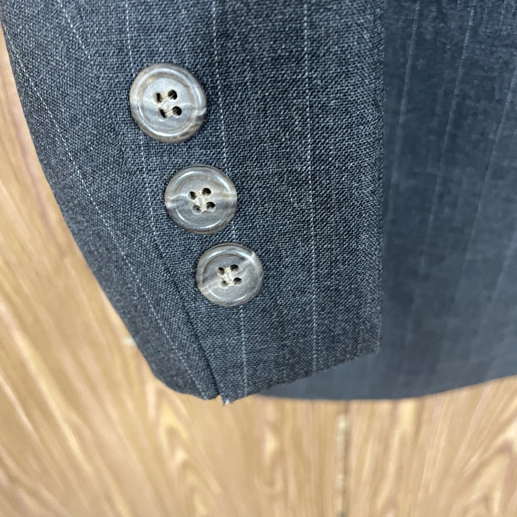 VINTAGE Brooks Brothers Blazer Mens 46R Gray Striped Pure Wool Two Buttons USA Made