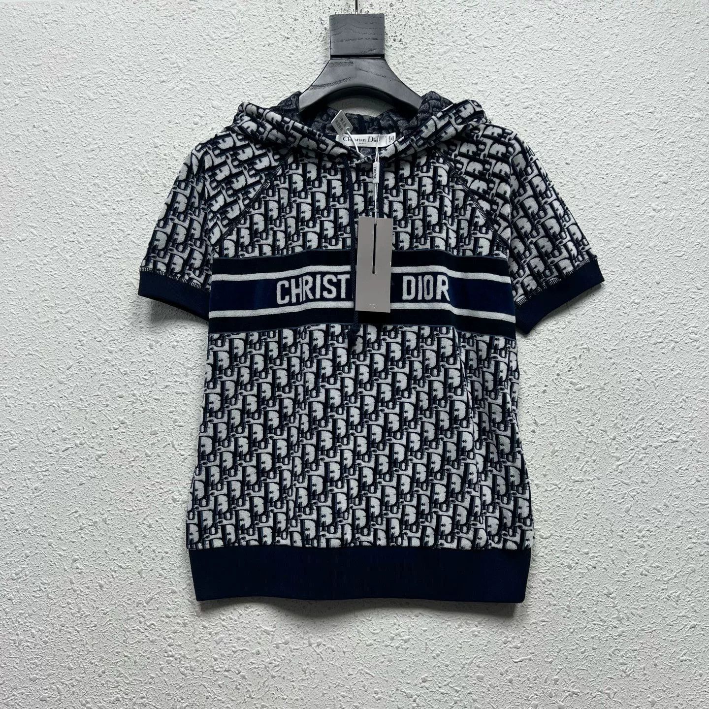 Dior dior navy logo hooded short sleeve sweatshirt Size XS / US 0-2 / IT 36-38 - 1 Thumbnail