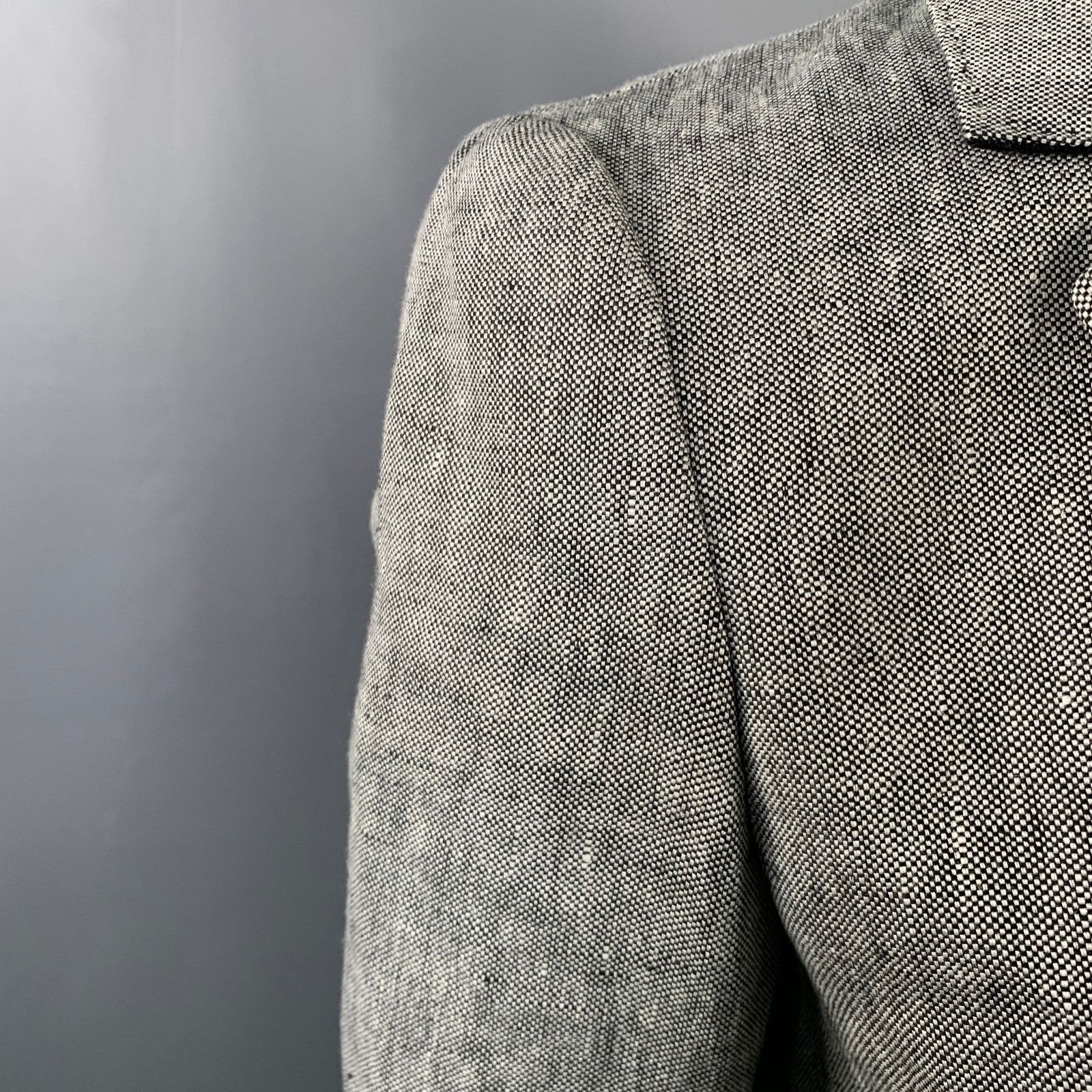 Max Mara MAX MARA Grey Heather Linen Notch Lapel Jacket Blazer Size XL / US 12-14 / IT 48-50 - 6 Thumbnail