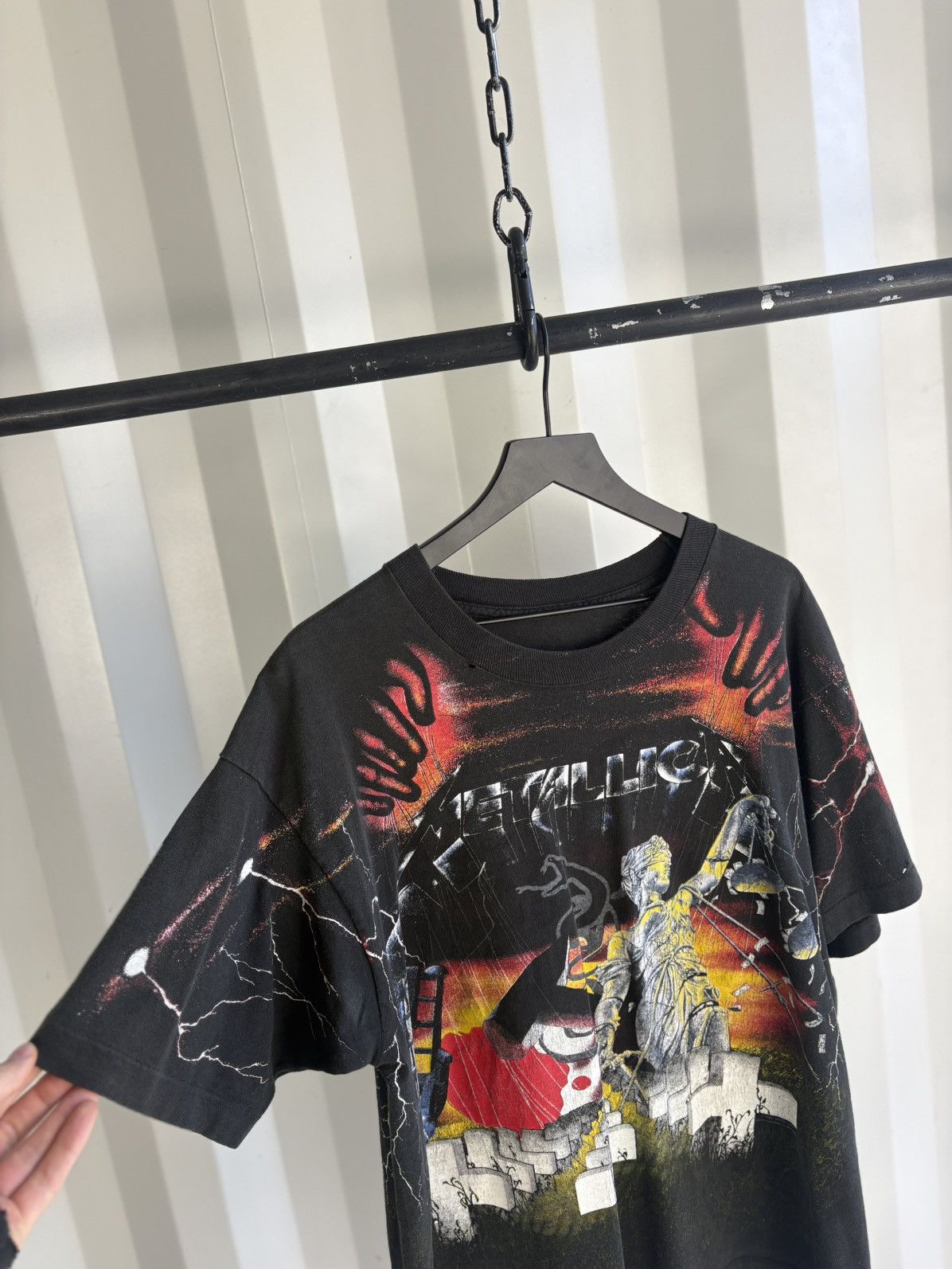 Band Tees Thrashed 91 Metallica AOP Faded Distressed Shirt GRUNGE Band Size US XL / EU 56 / 4 - 4 Thumbnail