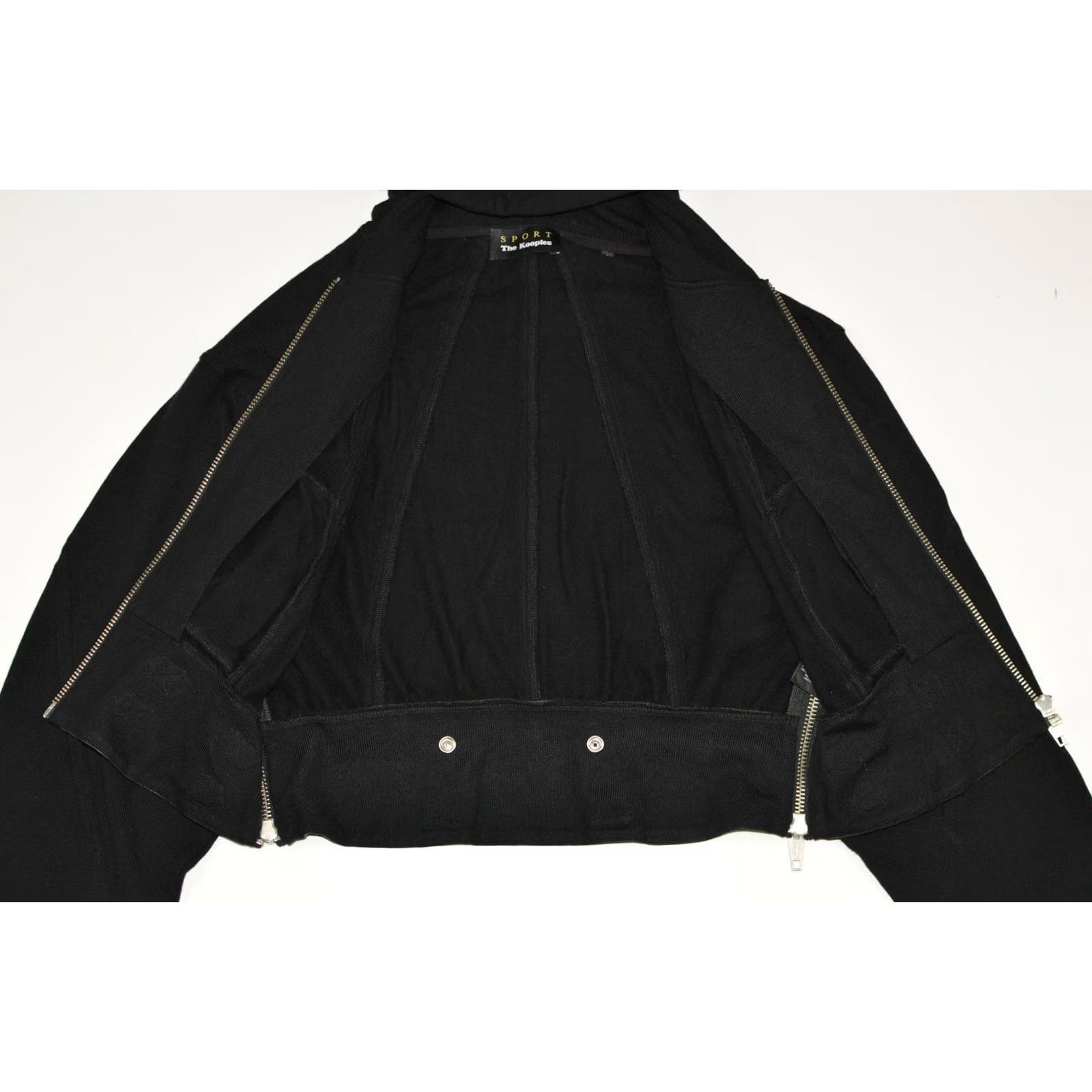 The Kooples VINTAGE The Kooples Sport Black Hoodie With Leather Bands FSWE18055S Women XS? No, size 2. Size XS / US 0-2 / IT 36-38 - 5 Thumbnail