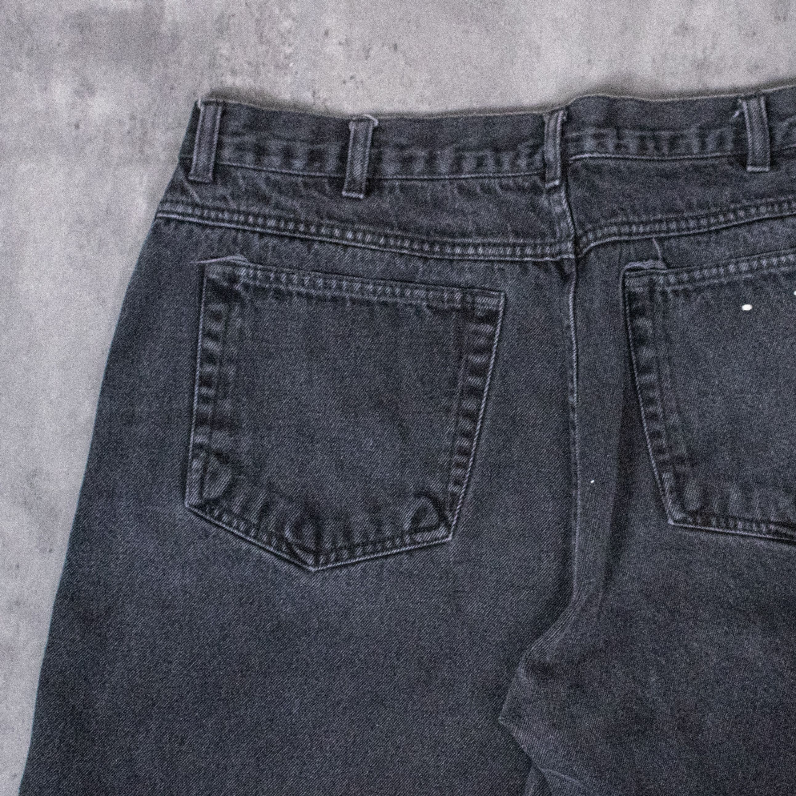 Japanese Brand Vintage 1990's Baggy Relax Fit Slim Black Denim Jeans Pant's Size US 35 - 15 Thumbnail