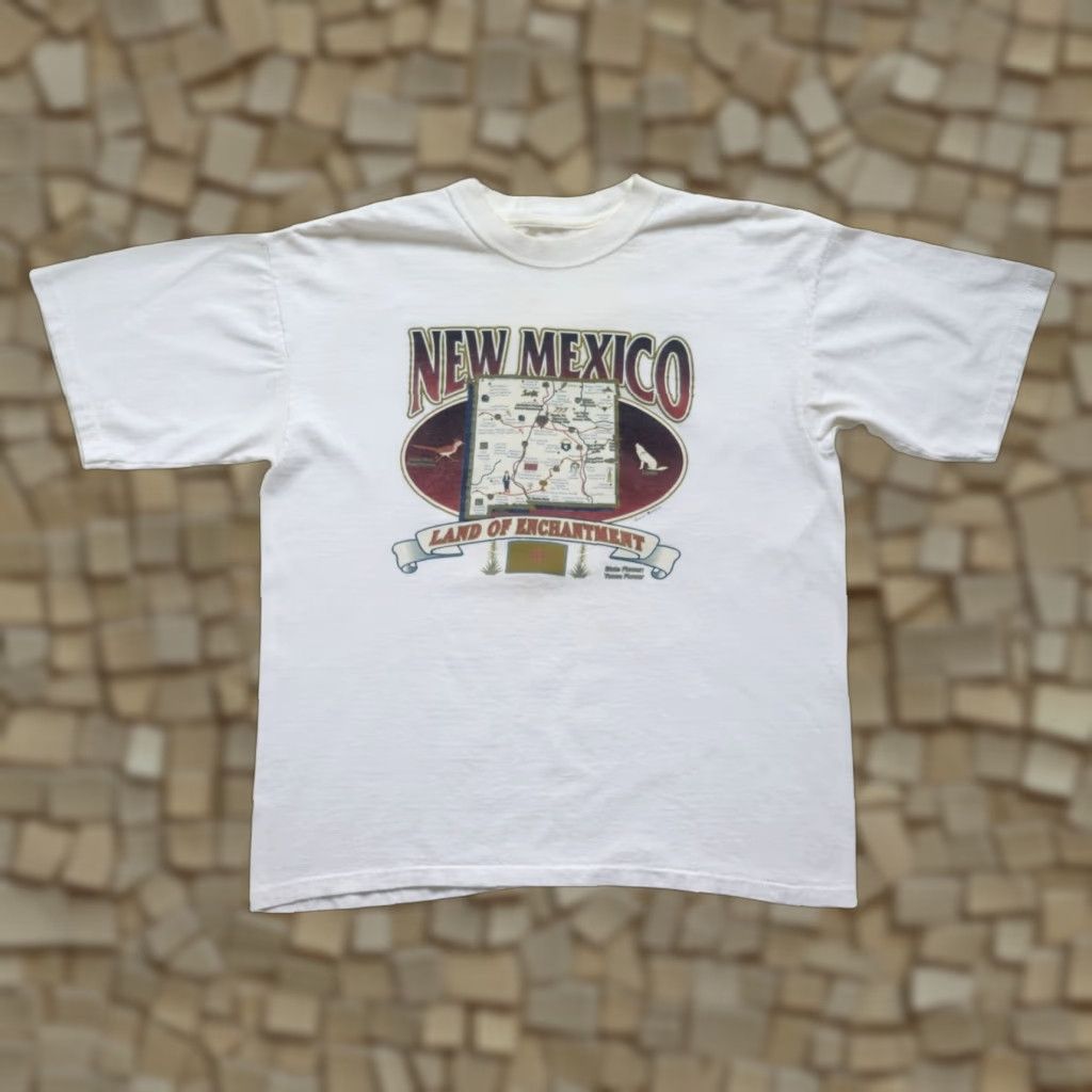Etro VINTAGE NEW MEXICO VTG 90s RETRO MAP LAND OF ENCHANTMENT BIRD WHITE GRAPHIC T SHIRT SZ L Men Shirts Size US L / EU 52-54 / 3 - 1 Thumbnail
