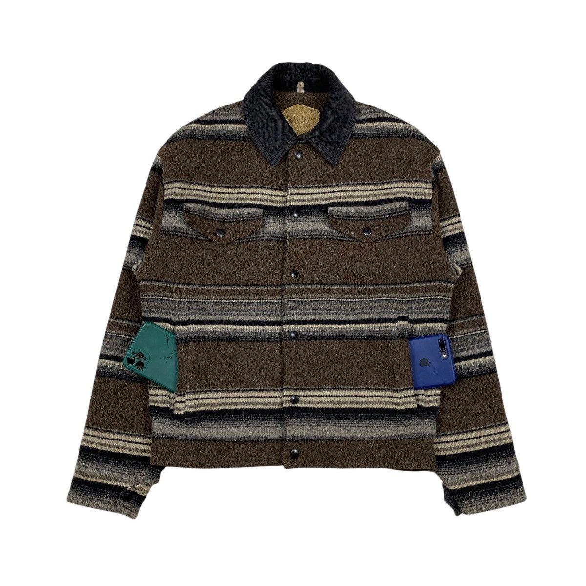 Vintage × Woolrich Woolen Mills Rare Woolrich Trucker Wool Striped Work Jacket Size US S / EU 44-46 / 1 - 5 Thumbnail
