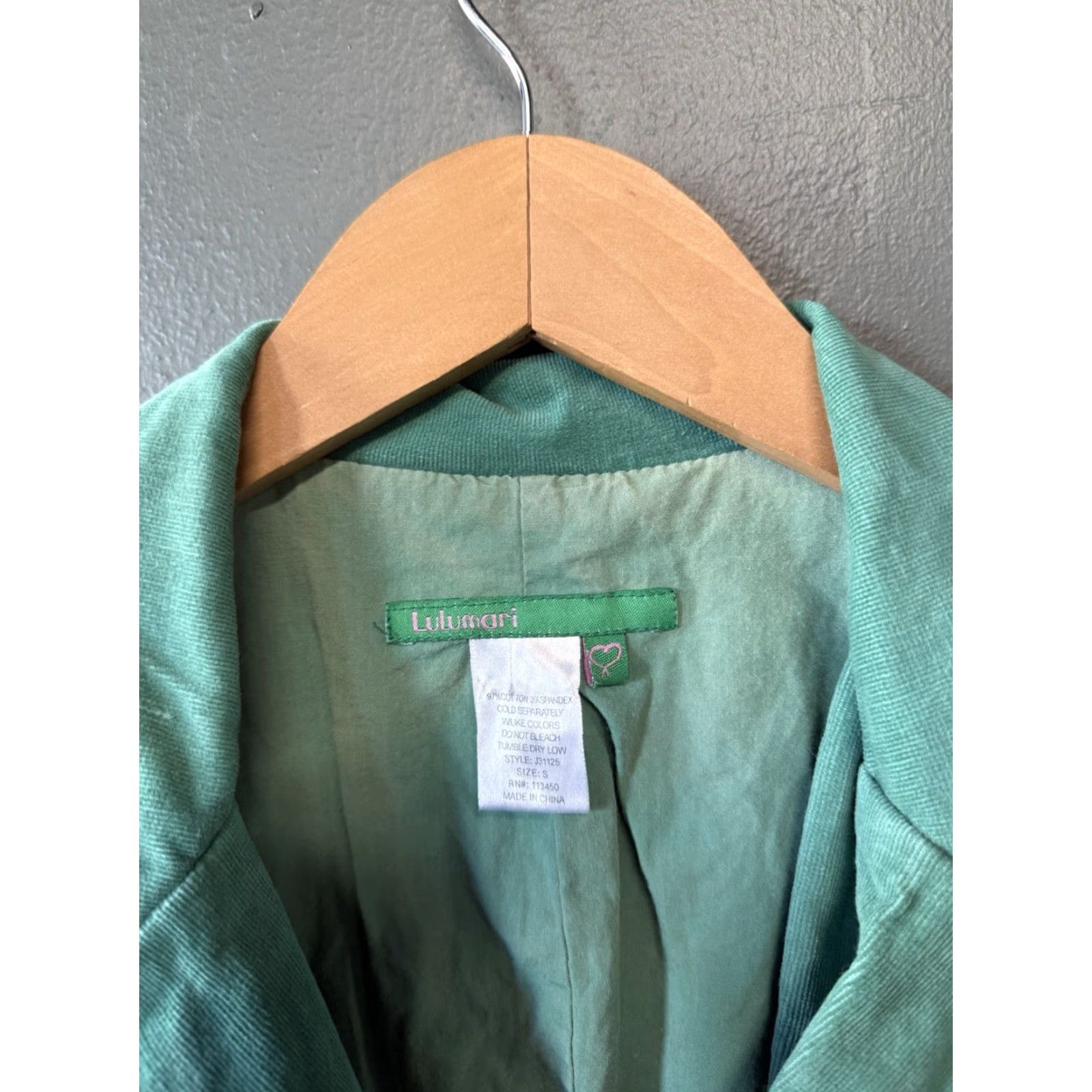 Vintage Y2k Lulumari Womens Blazer Shirt Jacket Green S Size Small Cotton Single Button Women's Blazer 90s Basic Jacket Size S / US 4 / IT 40 - 3 Thumbnail