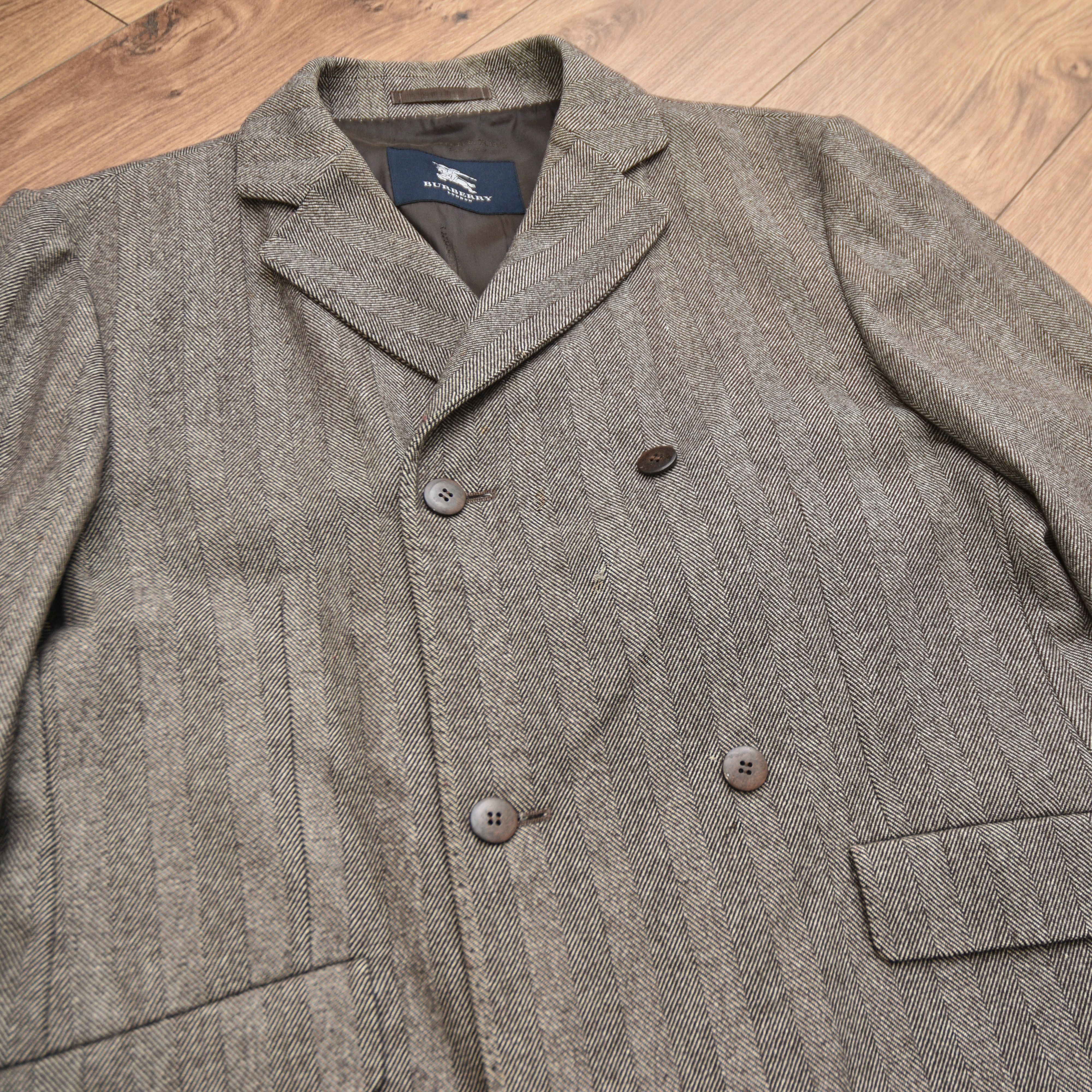 Burberry Burberry Herringbone Overcoat Grey Double Breasted Old Money Size US XXL / EU 58 / 5 - 8 Thumbnail