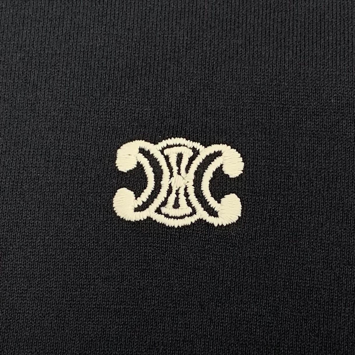 Celine Celine Black Triomphe Embroidered Short Sleeve T-shirt K26WX Size US S / EU 44-46 / 1 - 5 Thumbnail