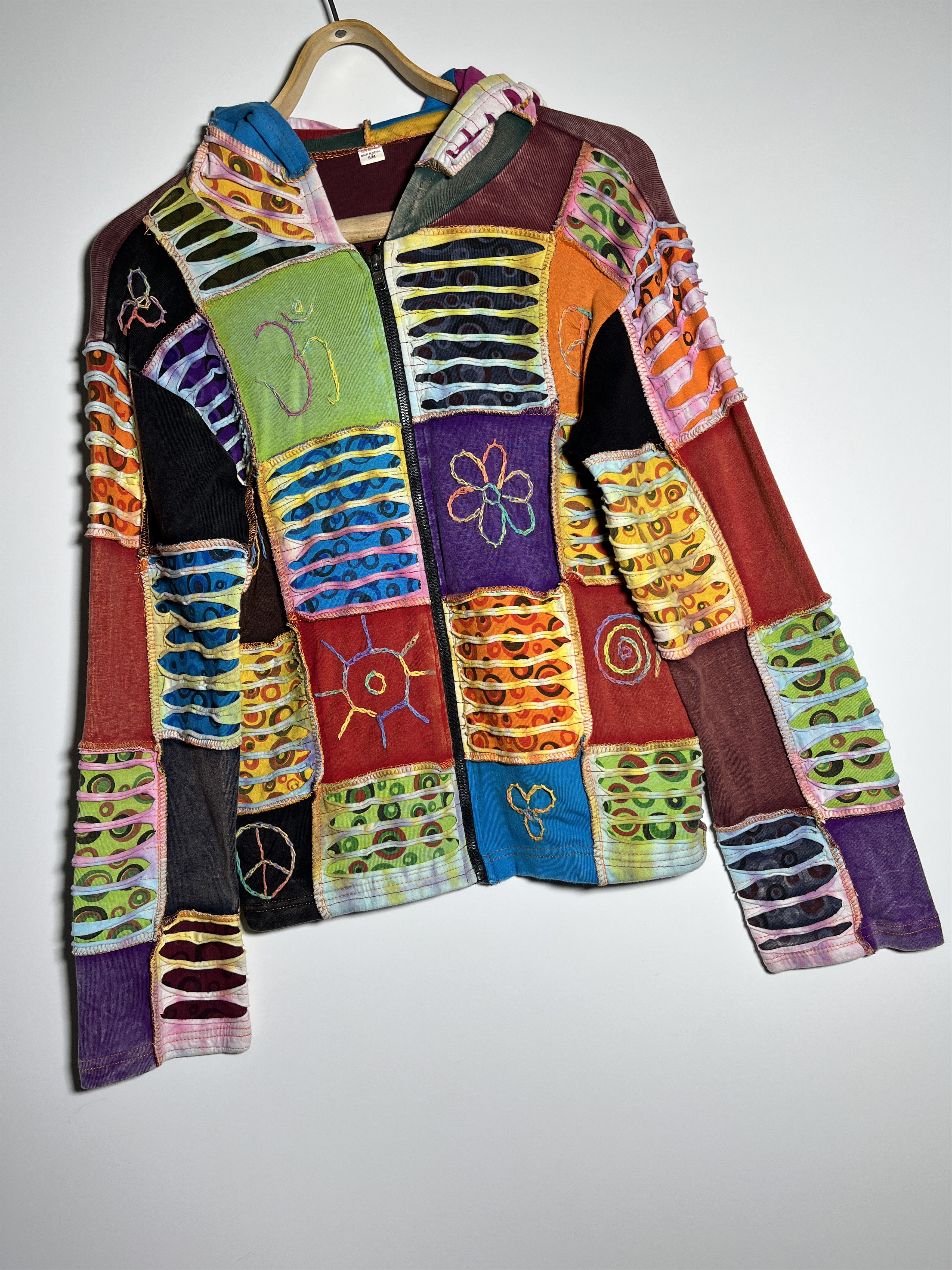 Vintage Vintage Women's Patchwork Nepal Hippie Zip Hoodie Size S / US 4 / IT 40 - 5 Thumbnail