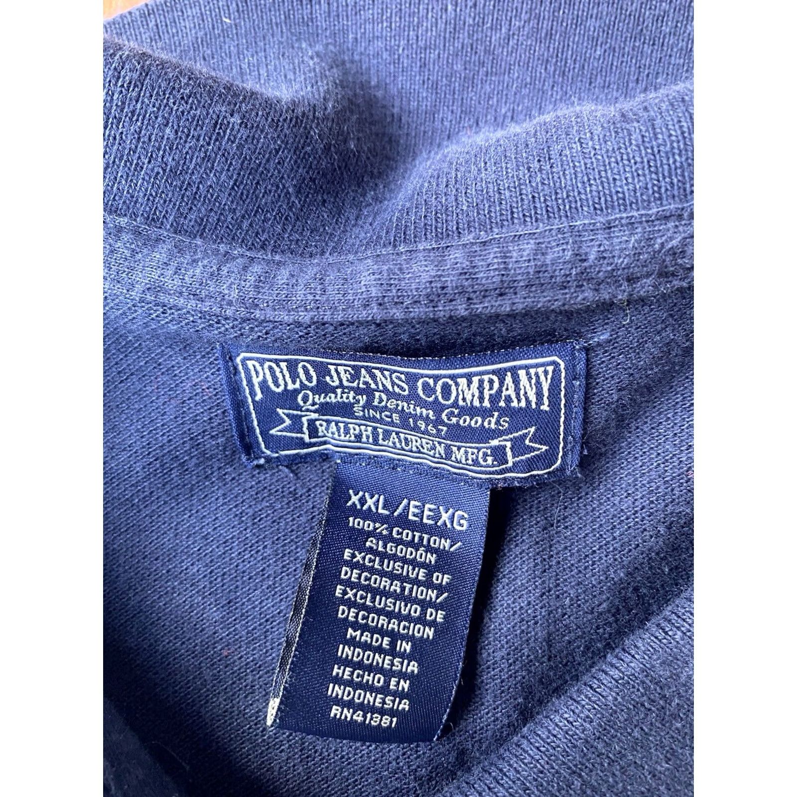 Ralph Lauren VINTAGE Ralph Lauren Polo Jeans Co Patch Polo Shirt 2XL Logo Short Sleeve Blue Mens Polo Shirt Size US XXL / EU 58 / 5 - 2 Thumbnail