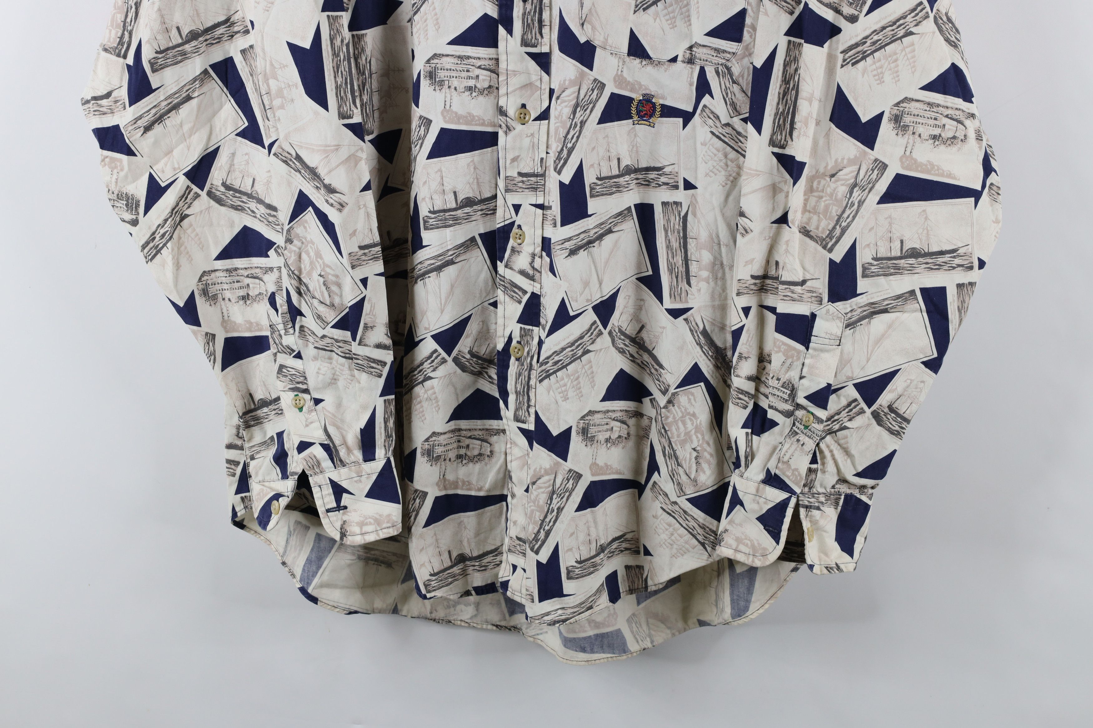 Tommy Hilfiger × Vintage Vintage 90s Tommy Hilfiger All Over Print Button Down Shirt Size US L / EU 52-54 / 3 - 3 Thumbnail