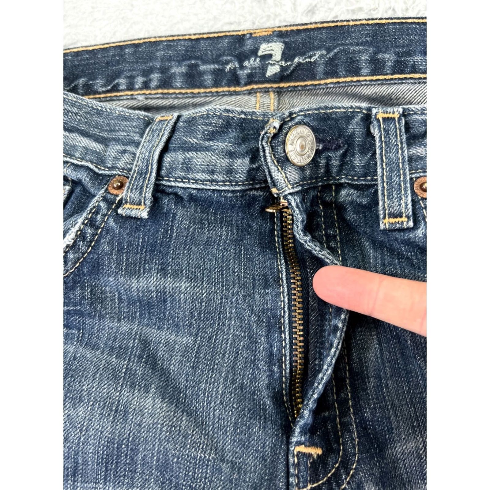 7 For All Mankind 7 For All Mankind Jeans Juniors 14 Blue Denim Straight Wide Leg 24x28 Jeans Womens 7 For All Mankind Jeans Size 36" / US 14 / IT 50 - 5 Thumbnail
