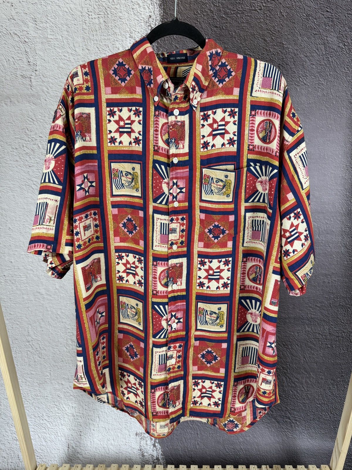 Vintage Conwell vintage abstract pattern 100% viscose shirt sz L Size US L / EU 52-54 / 3 - 2 Thumbnail