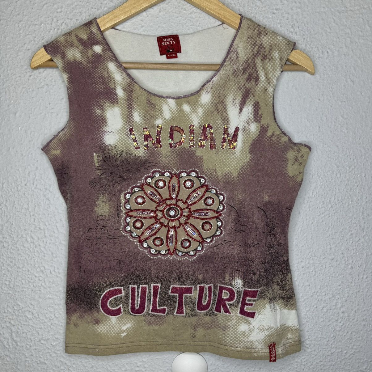 Miss Sixty Miss Sixty Vintage Y2K Tank Top Indie Style Glittered Size M / US 6-8 / IT 42-44 - 1 Thumbnail