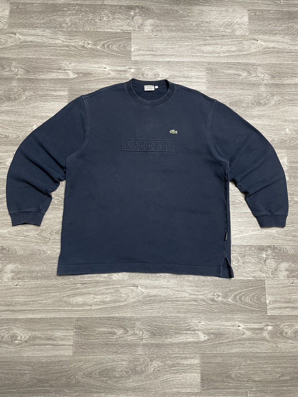 Vintage Lacoste Sport Big Logo Navy Blue Sweatshirt 90s