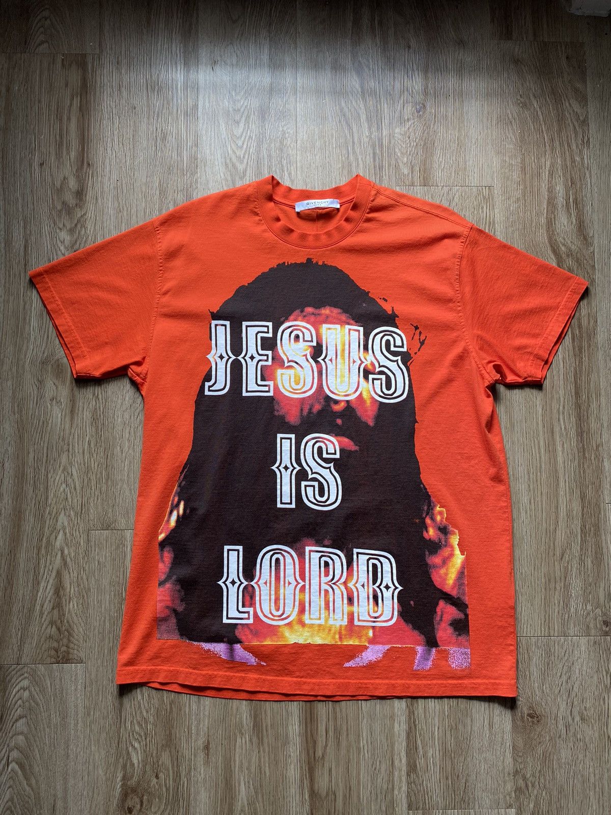 image of Givenchy Jesus Is Lord Tee in Orange, Men's (Size XL)