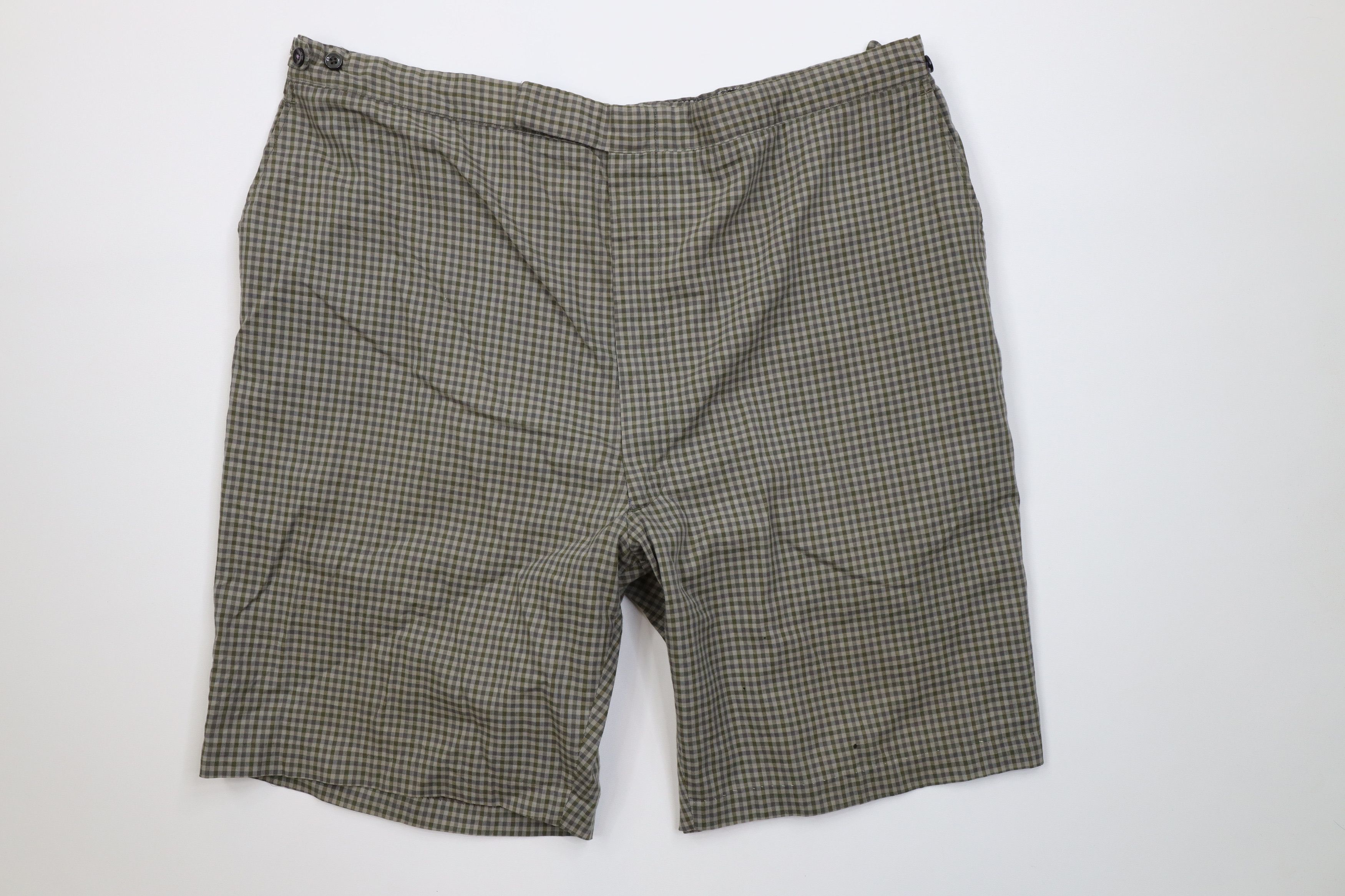 Vintage Vintage 50s Streetwear Knee Chino Shorts Green Plaid USA Size US 40 / EU 56 - 1 Thumbnail