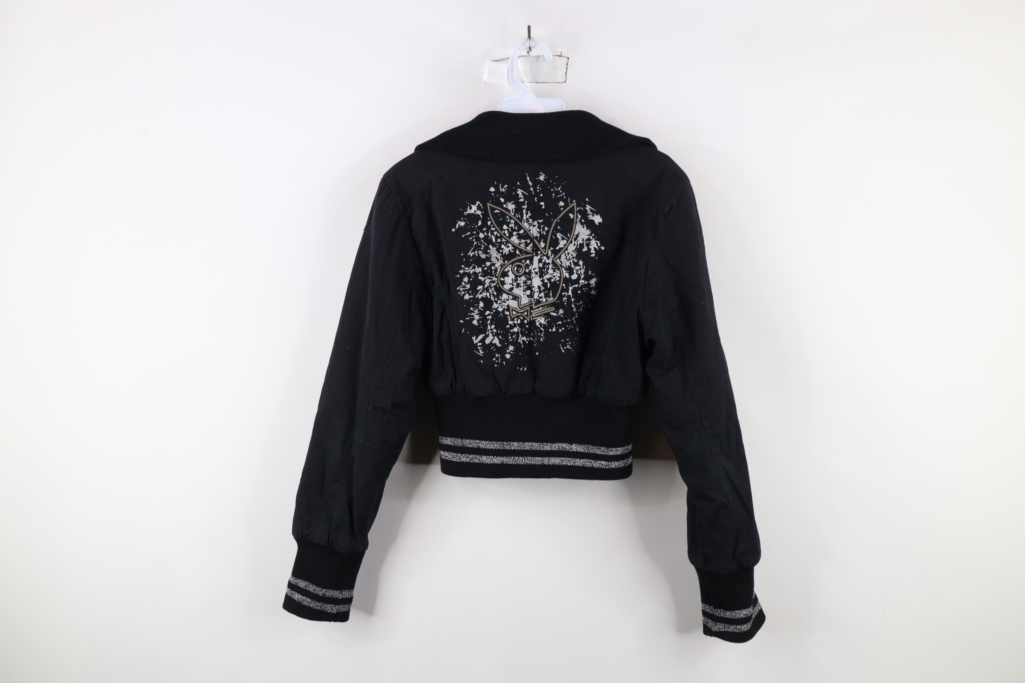Playboy × Vintage Vintage 90s Y2K Playboy Fit Striped Bunny Full Zip Jacket Size 30 - 12 Thumbnail