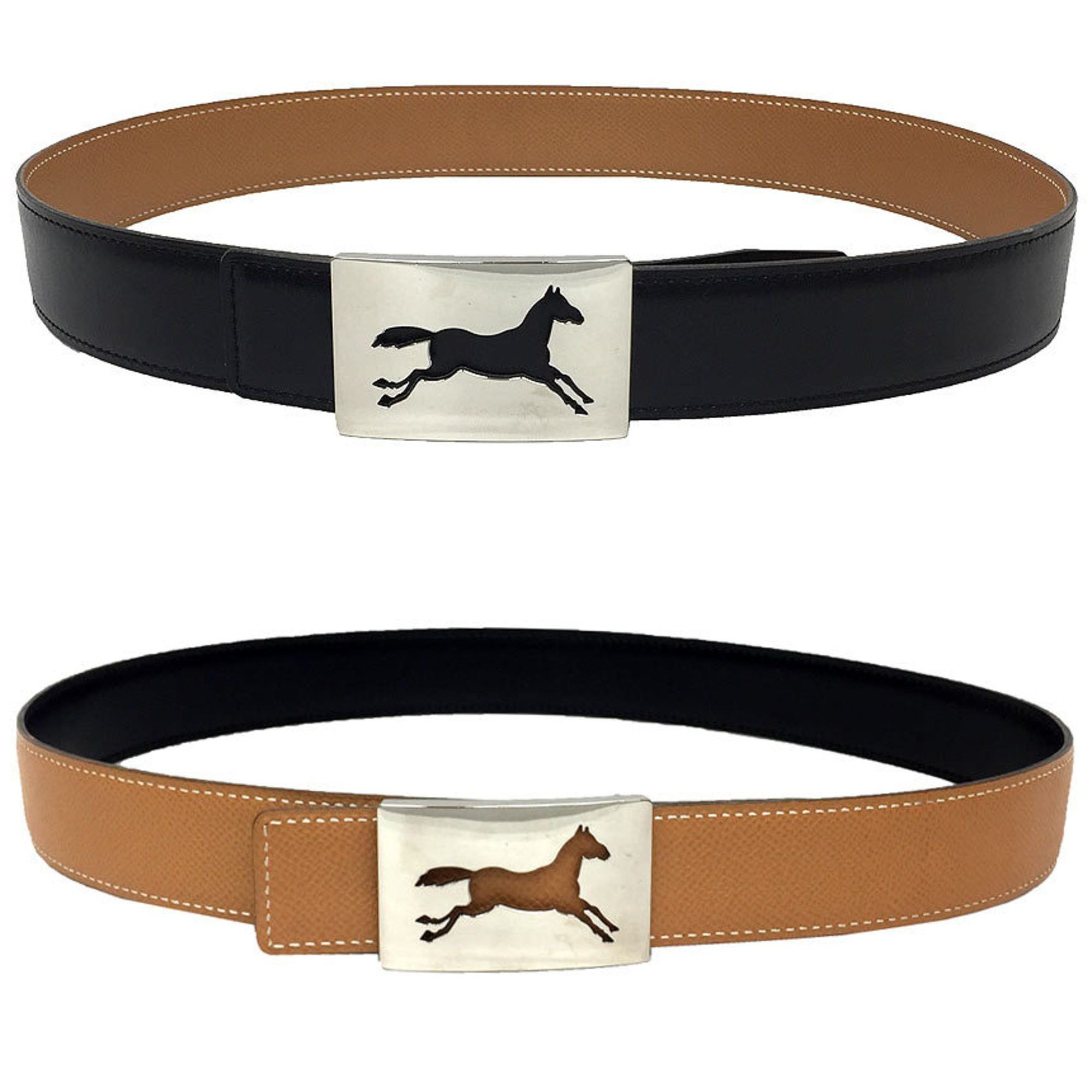 HERMES Leather Belt H Buckle Size 90 Black Silver D Stamp aq10103 10013696 H leather belt Hermès Silver size 90 cm in Leather - 34794707 main image 3