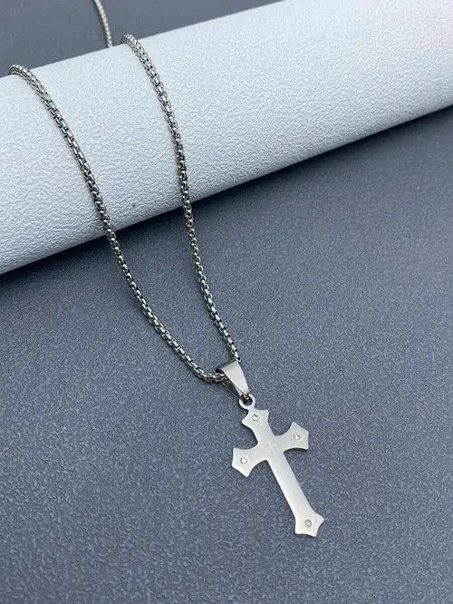Japanese Brand Retro Punk Necklace Cross Pendant Stainless Steel Size ONE SIZE - 1 Thumbnail